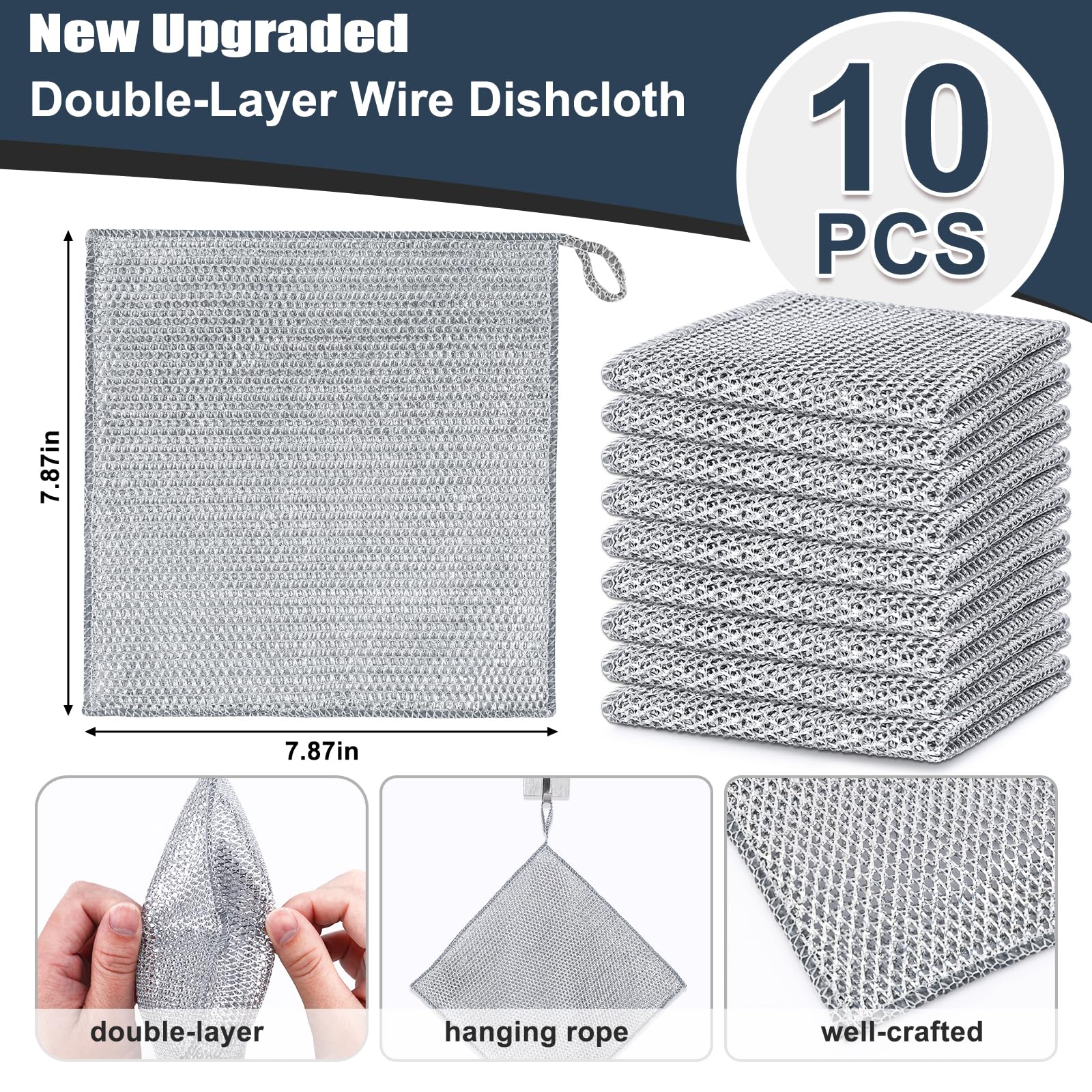 10 Pcs New Upgrade Steel Wire Dishcloth (10 Count)