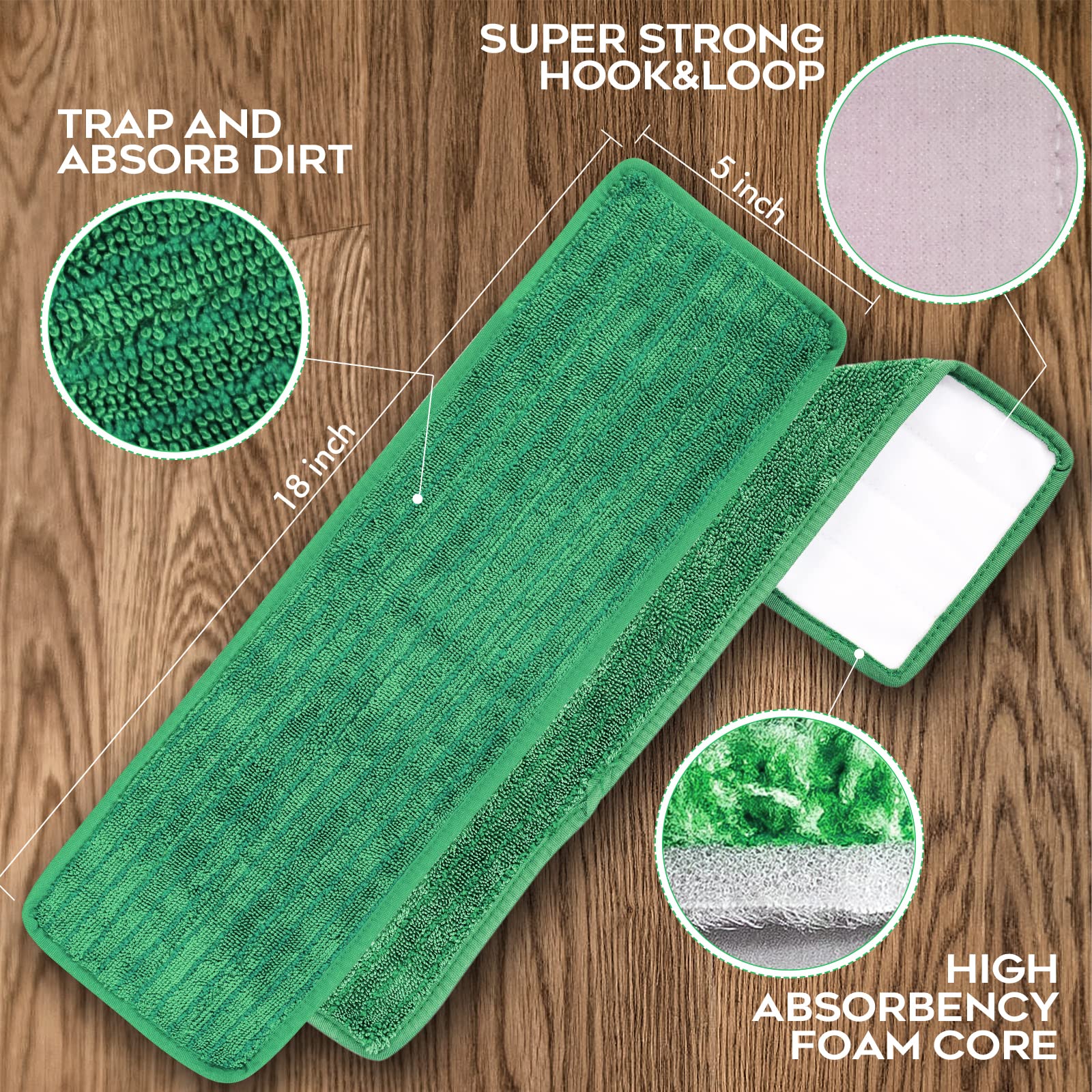 Matthew 18'' 36 Pcs Microfiber Mop Replacement Pads for Wet Dry Multi (36 Count)
