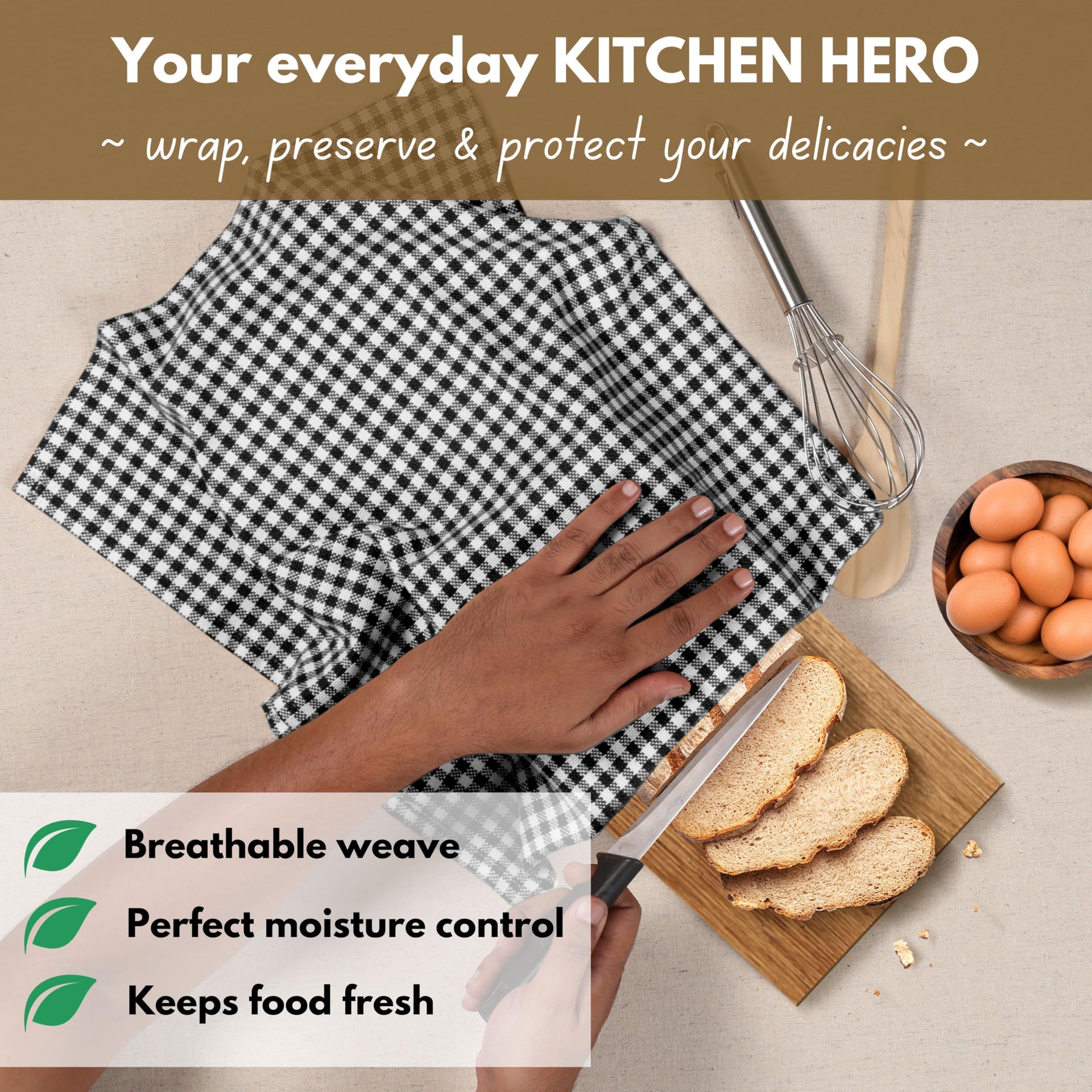 Black Gingham Dish Towels 16"x26" Set of 12