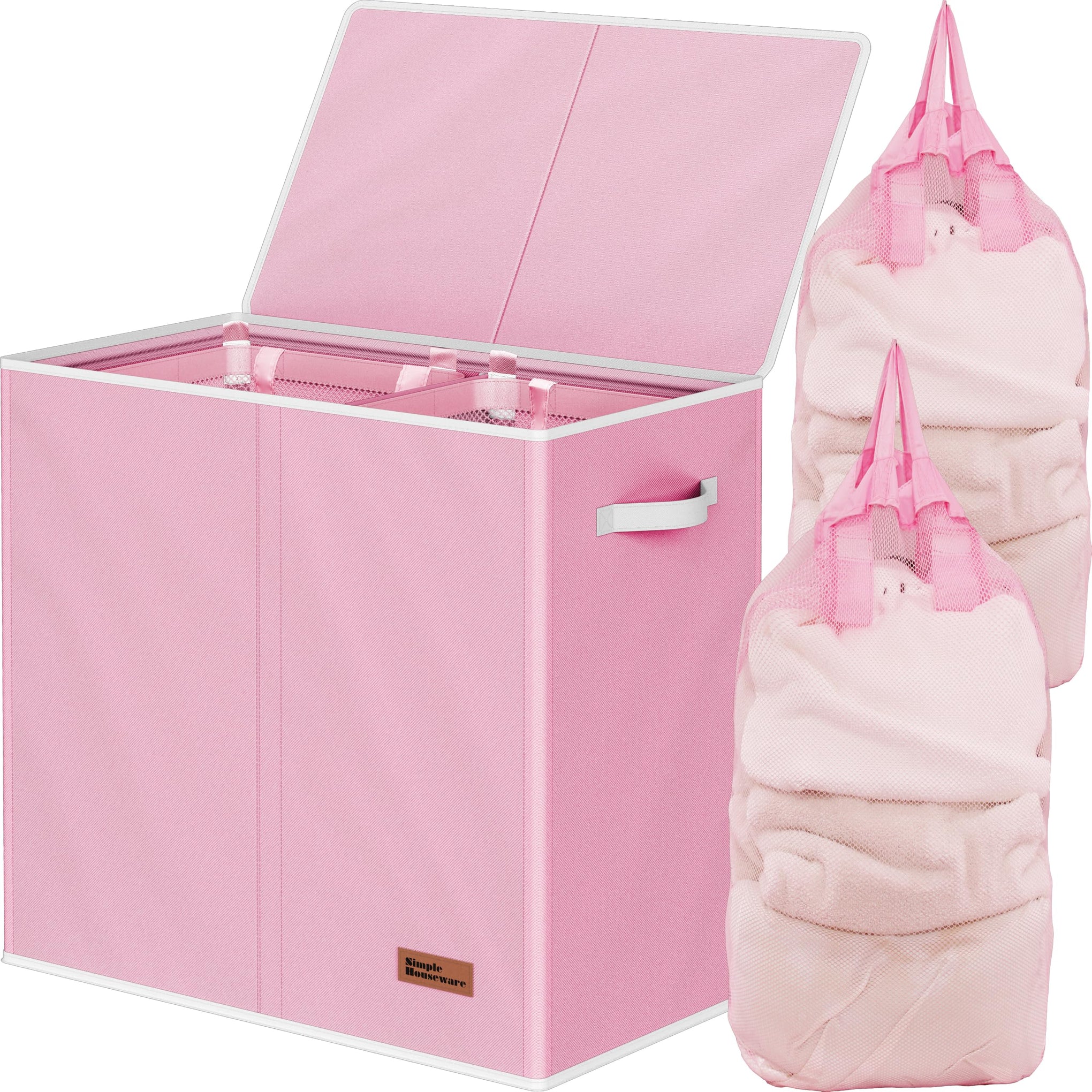 Double Laundry Hamper with Lid & Removable Bags
