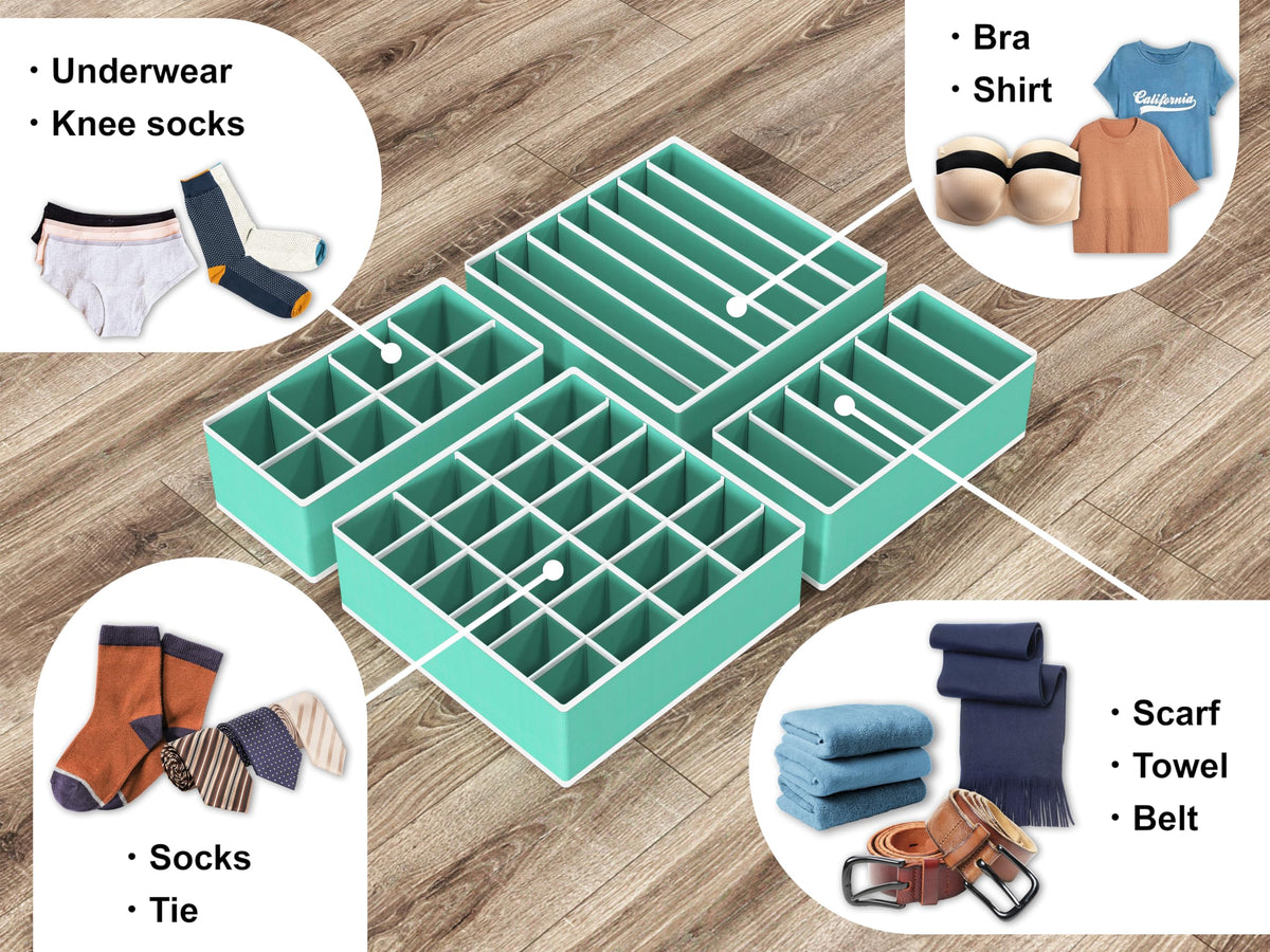 4 Pack Drawer Organizer Set for Underwear (4 Count)