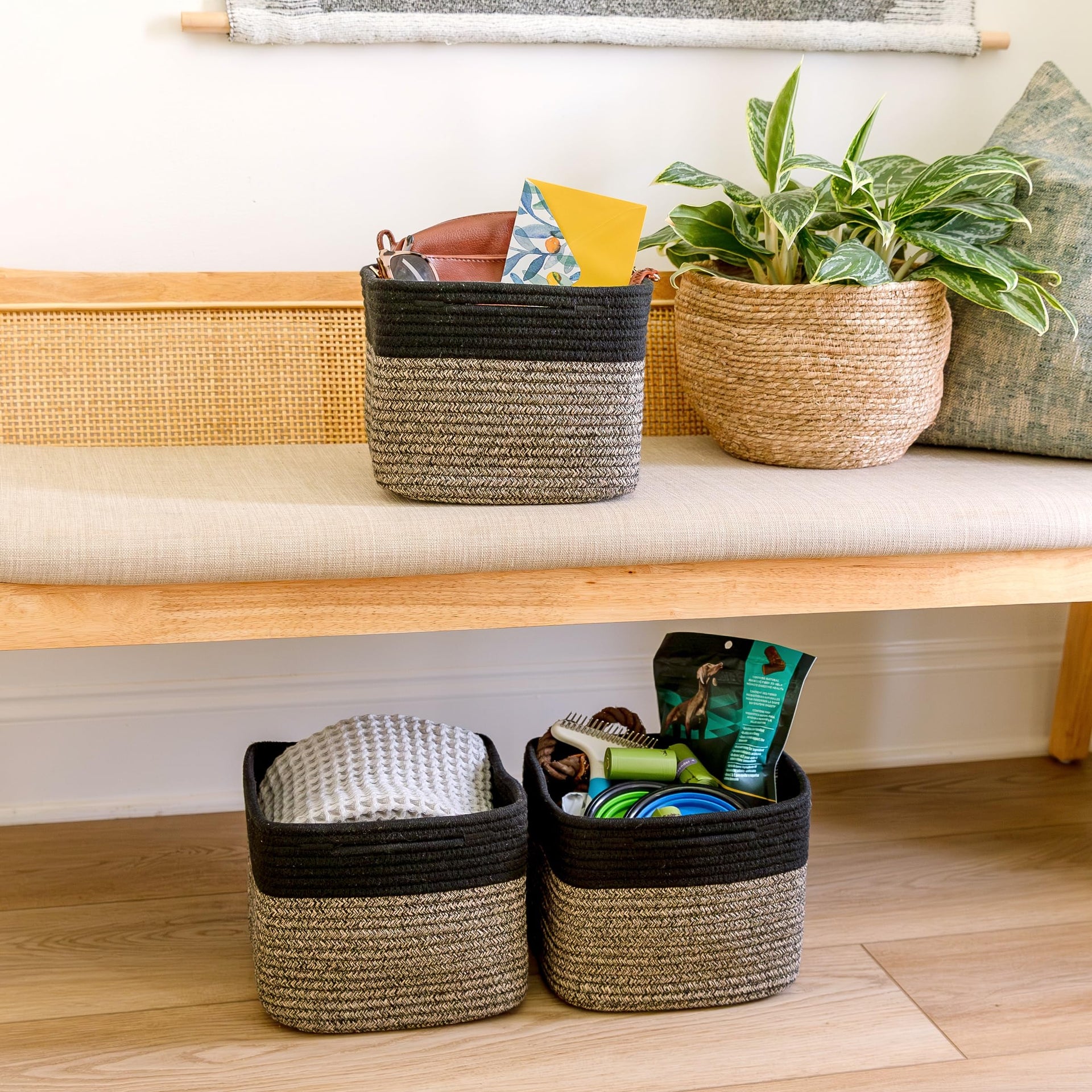 Storage Cubes 9”x9”x7”Cotton Rope Woven Baskets for Organizing 3 (3 Count)