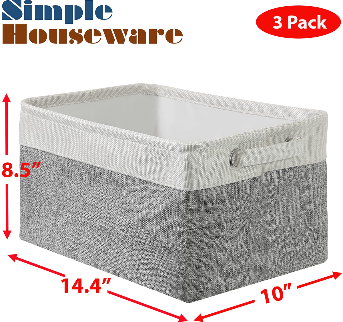 14.4" x 10" Slim Large Fabric Storage Bin (3 Count)