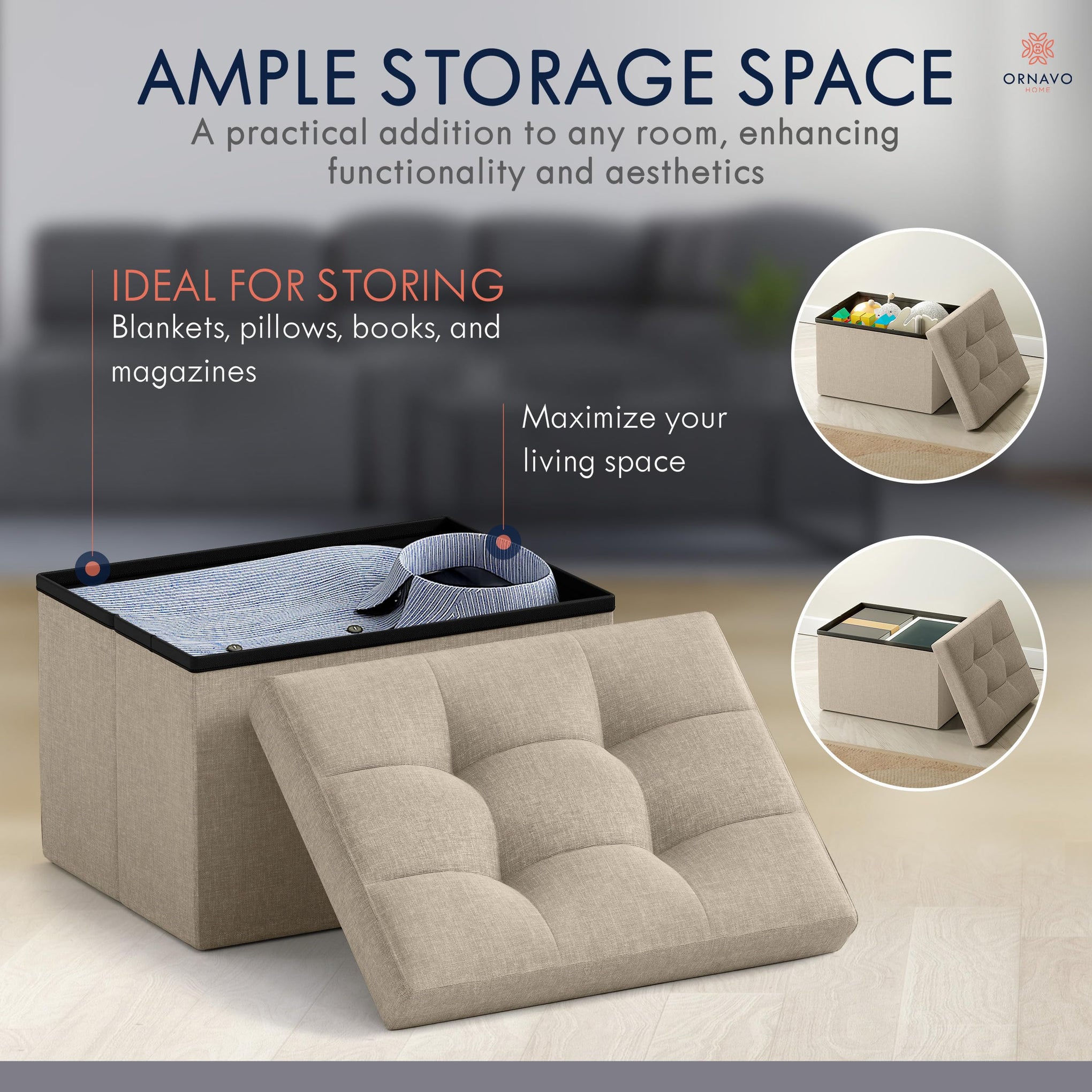 Small Rectangle Ottoman Set of 2
