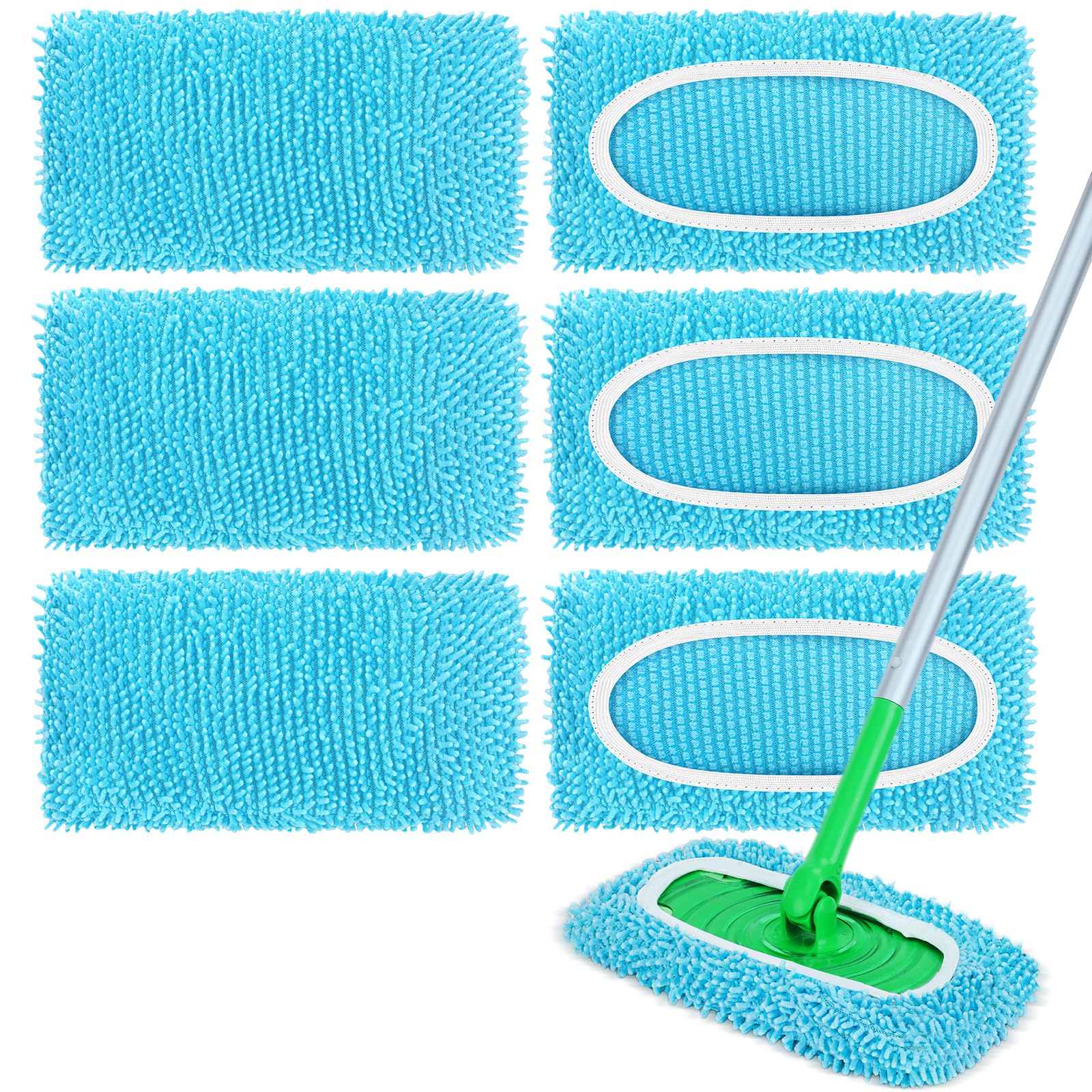 6Pcs Reusable Microfiber Mop Pads Compatible with Sweeper Mop (6 Count)