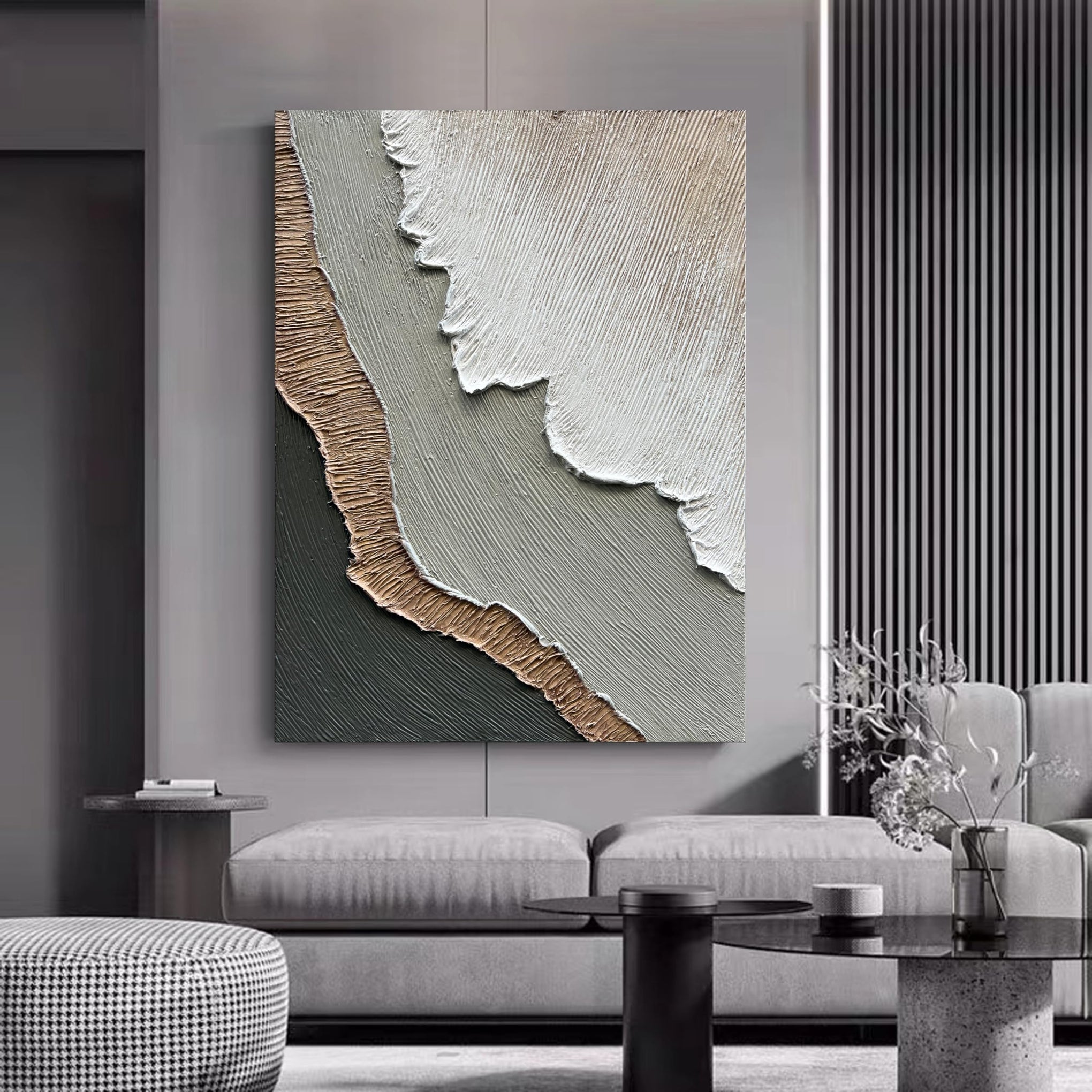 Art Hand Painted Beach Wave Landscape Oil Painting 40x28 Inch Abstract Wall Decorative Art