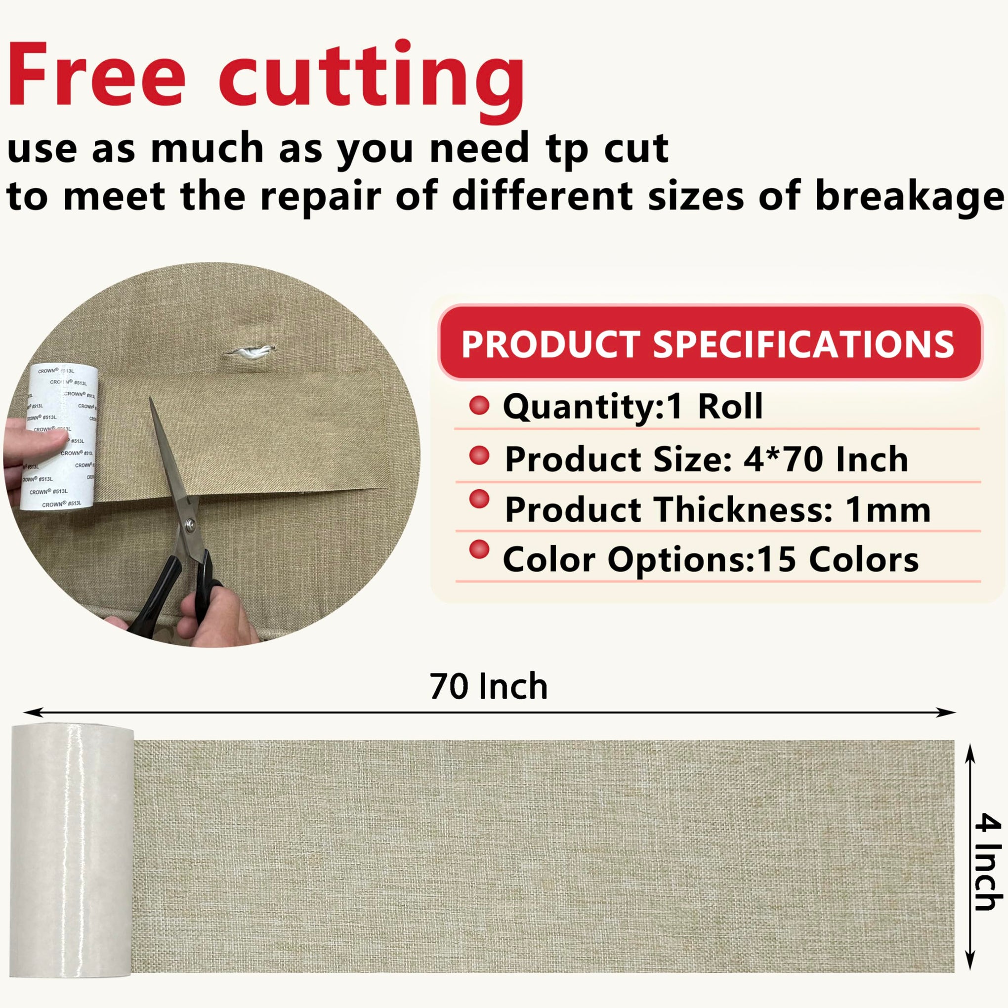 Linen Repair Tape 4x70 Inch Self