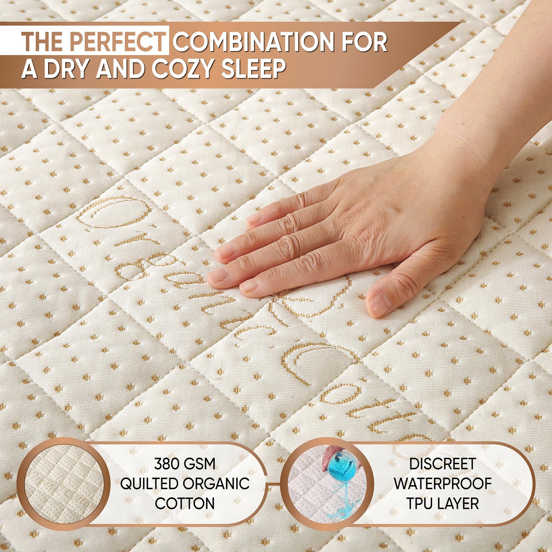 Luxury Quilted Organic Cotton Mattress Protector Full Size