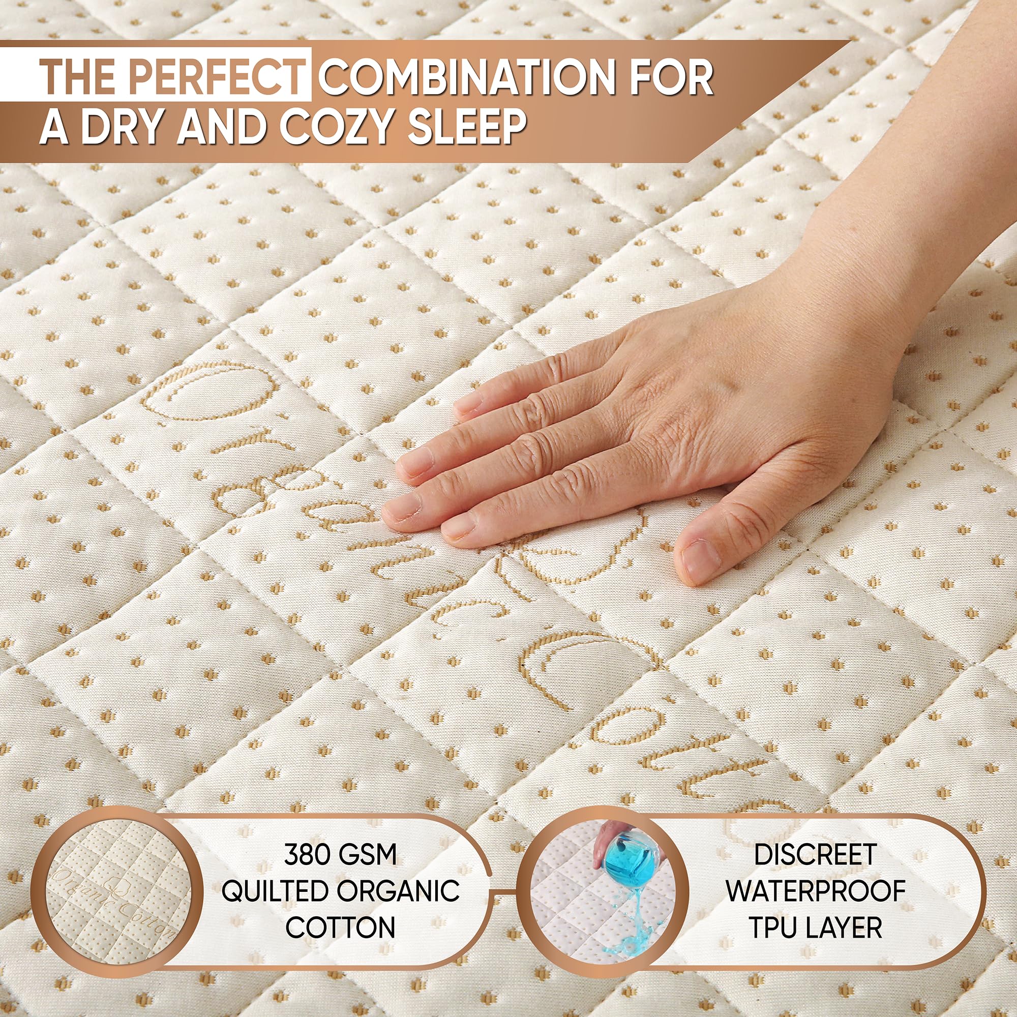 Luxury Quilted Organic Cotton Mattress Protector Full Size