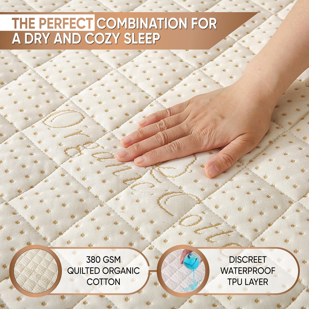 Luxury Quilted Organic Cotton Mattress Protector Calif King Size