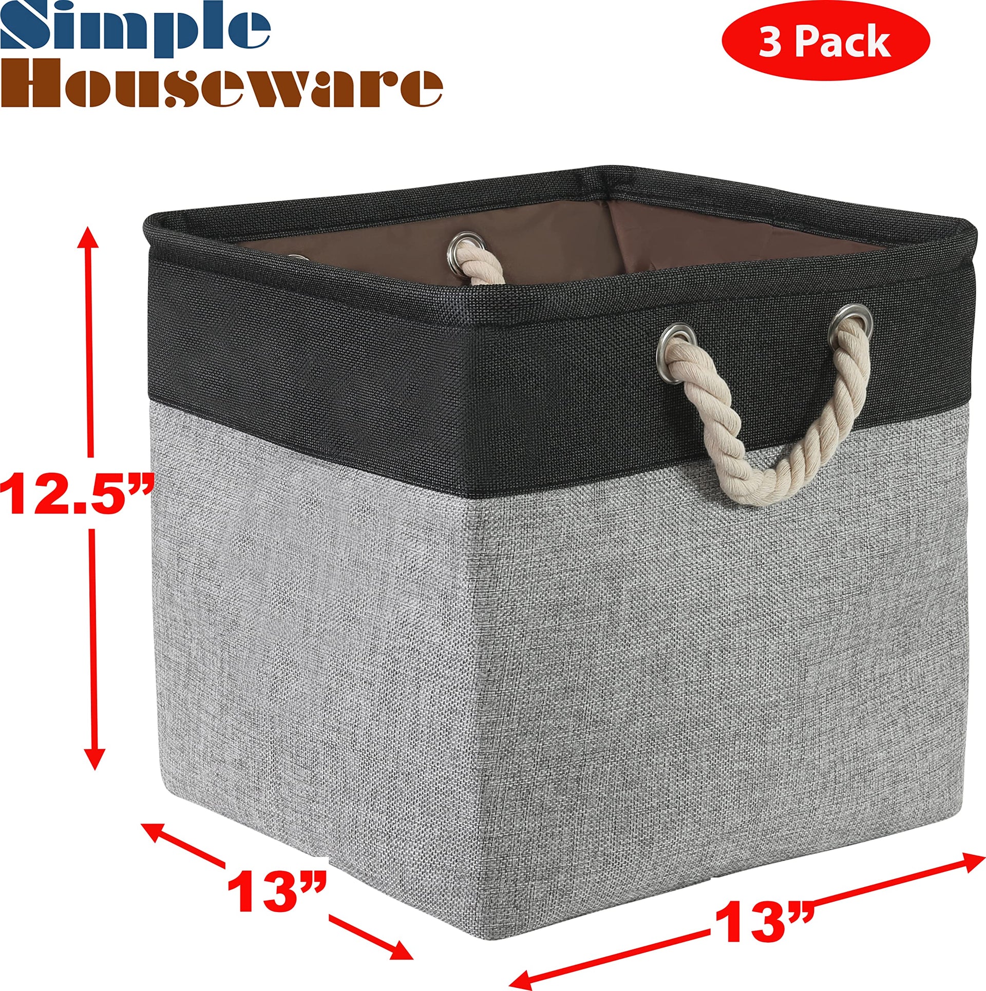 13" x 13" Large Fabric Storage Cubes (3 Count)