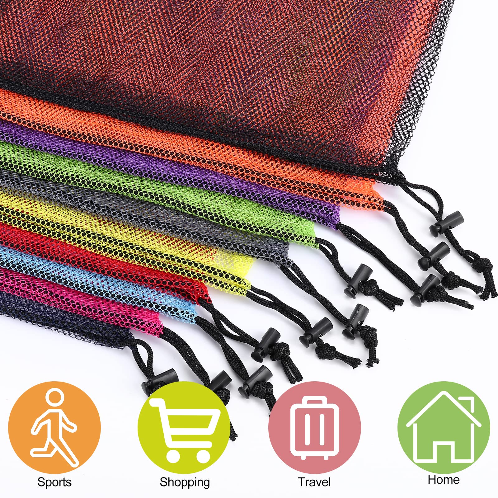 13"X15.5" 24Pcs Mesh Laundry Drawstring Bag Nylon Drawstring Gym Bag with Cord Lock Closure (24 Count)