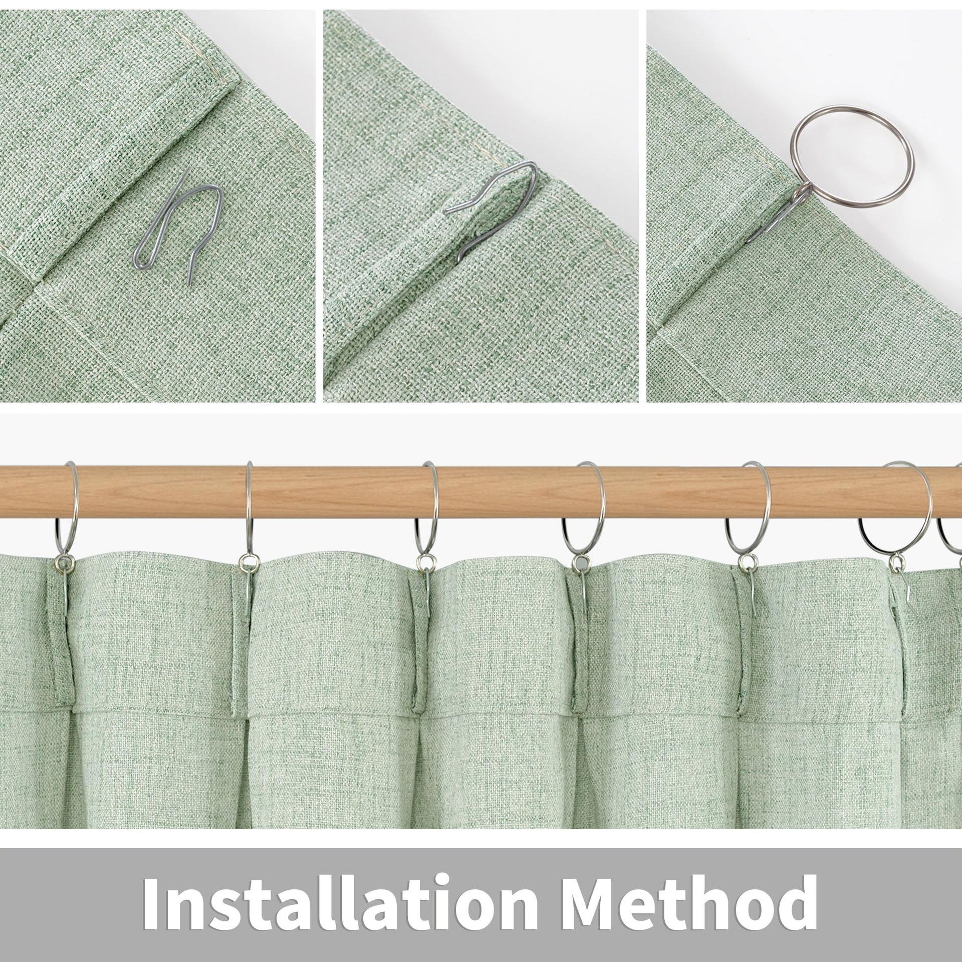 Sage Green Linen Curtains 84 Inch Length for Living Room Spring Decor (2 Count)