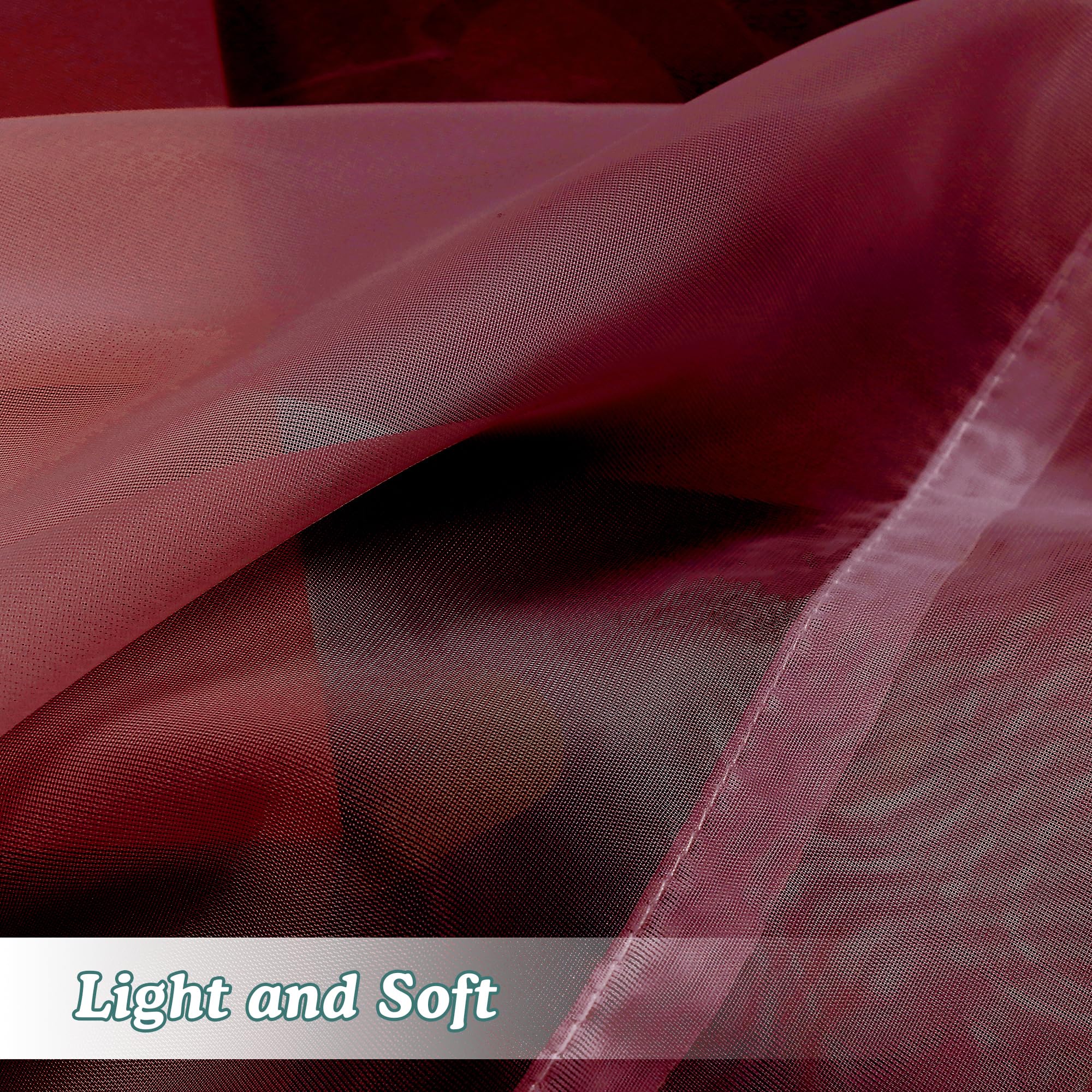 Burgundy Sheer Valances for Windows (2 Count)