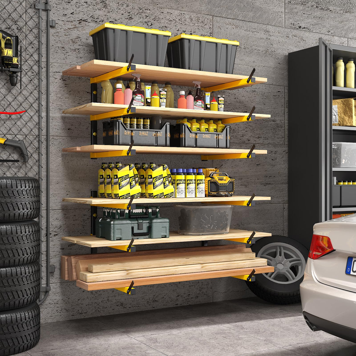 Lumber Storage Rack Folding Wood Storage Racks Wall (2 Count)