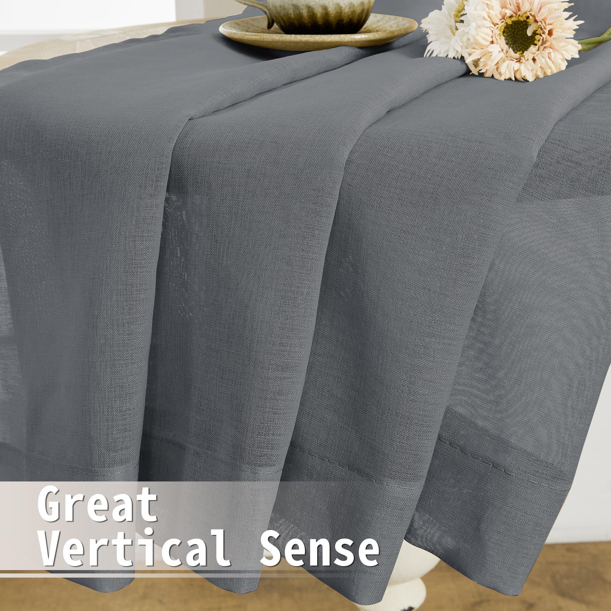 Short Sheer Door Curtain Closet Linen Textured Curtain Sheers Doorway Light Filtering Voile Patio Glass Doors Rod Pocket Curtains French Door
