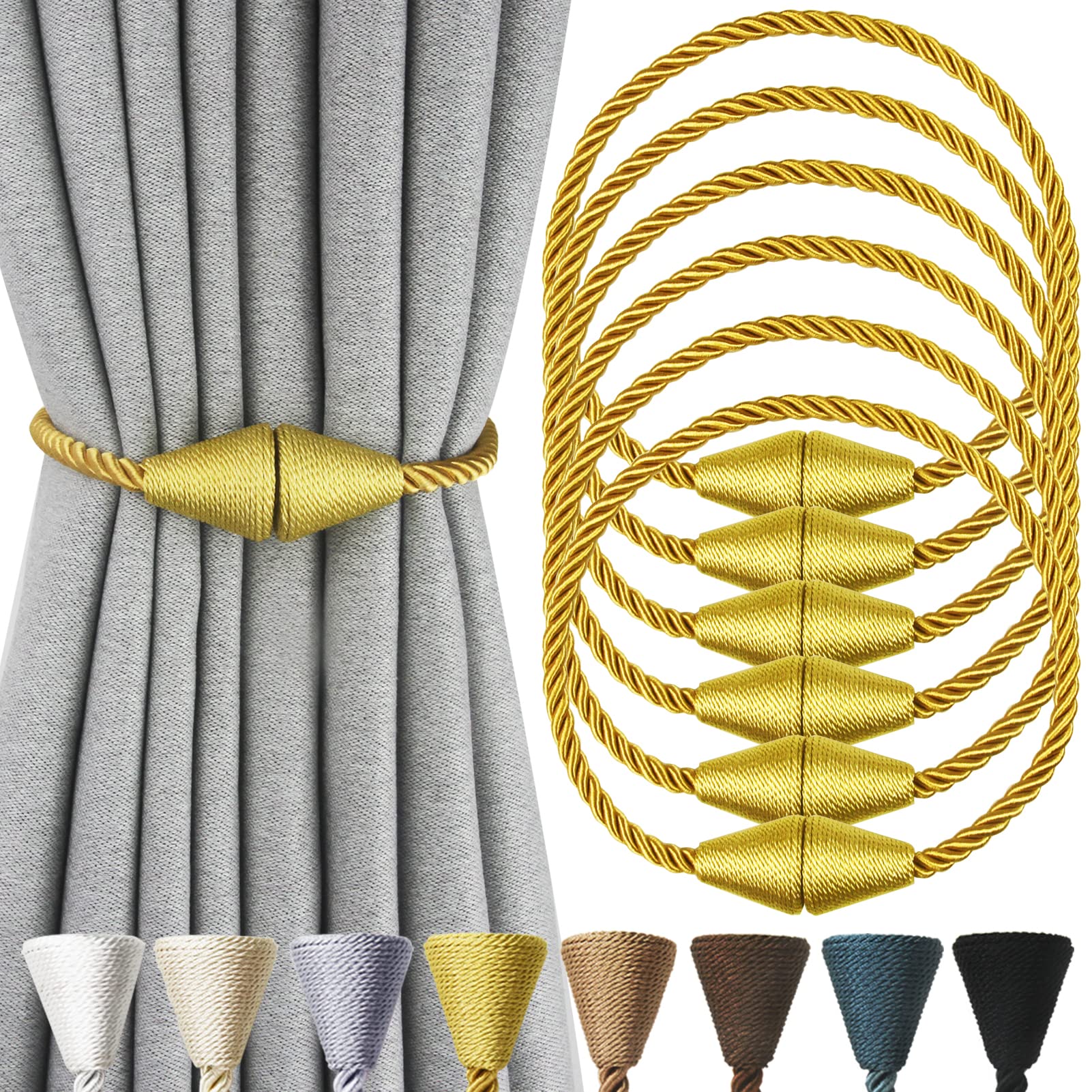 Magnetic Curtain Tiebacks Rope Decorative Holdbacks for Drapes Nieffeiy