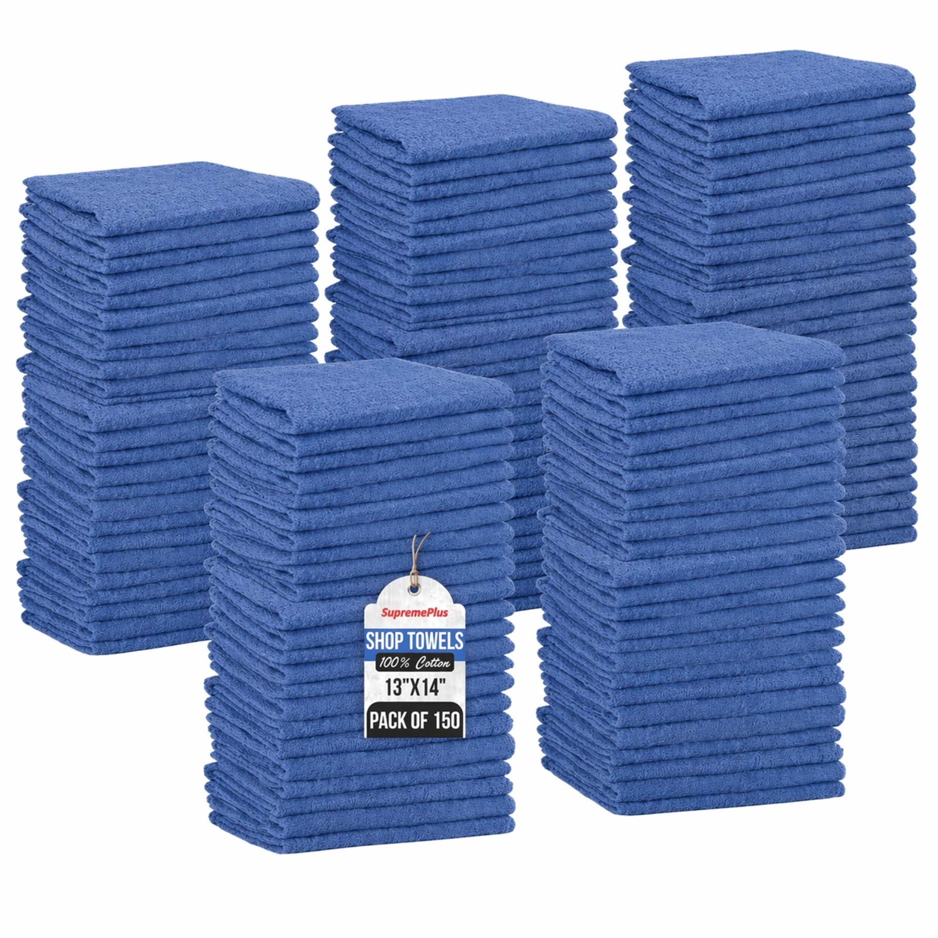 Premium Blue Shop Rags Bulk (150 Count)