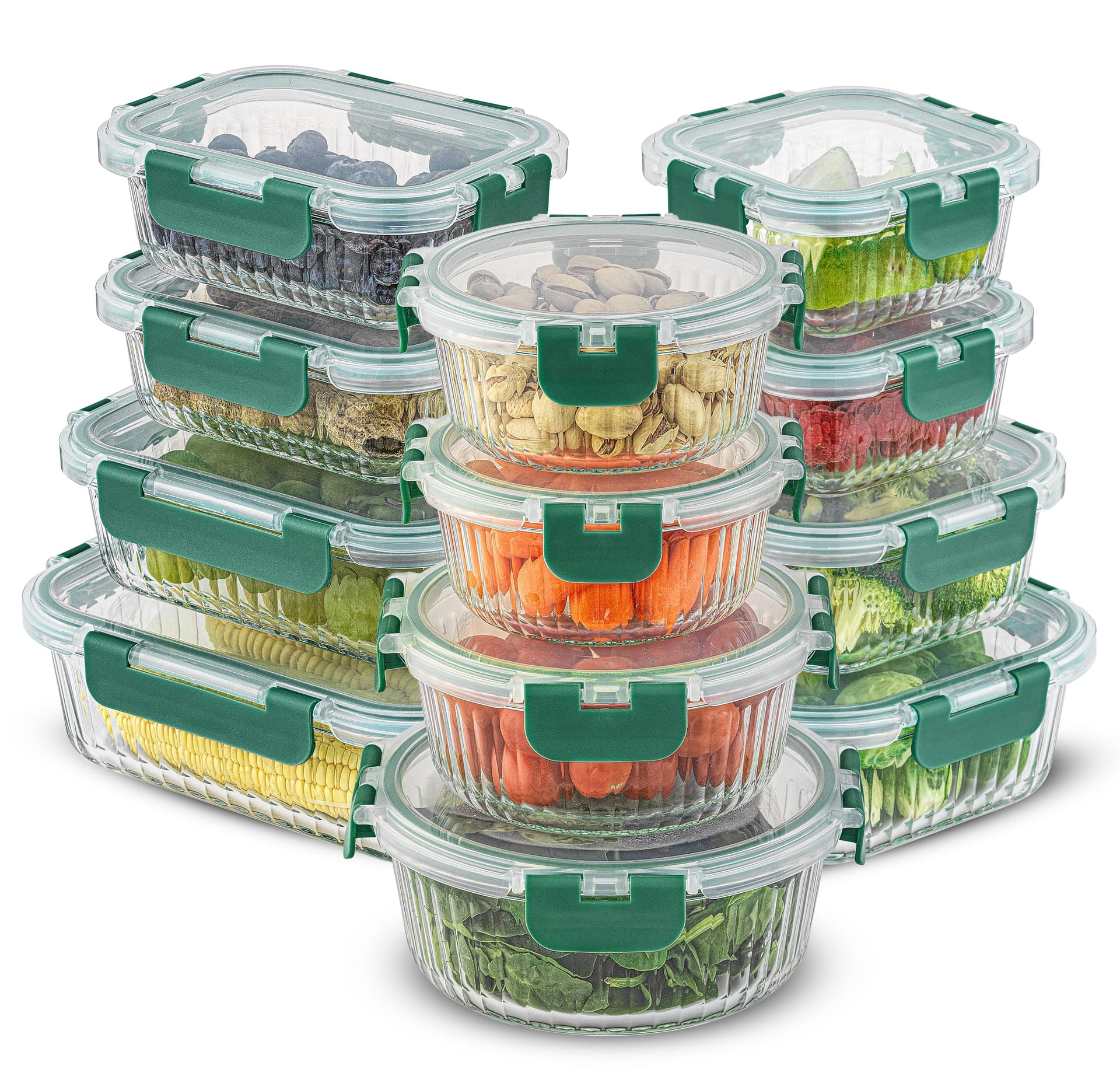 24pc Borosilicate Glass Storage Containers with Lids (24 Count)