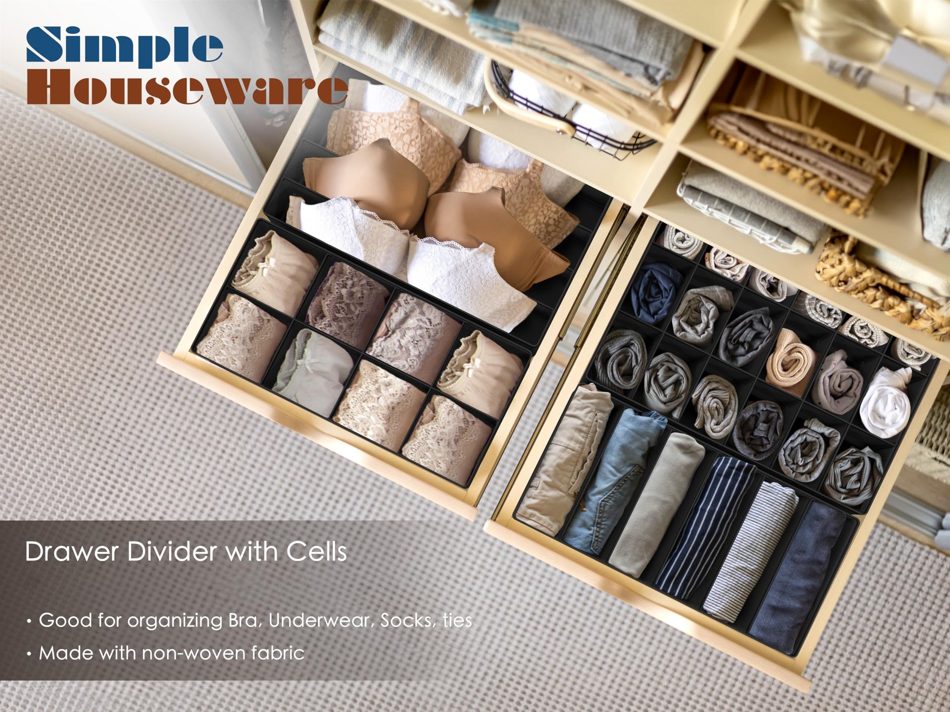 4 Pack Drawer Organizer Set for Underwear (4 Count)