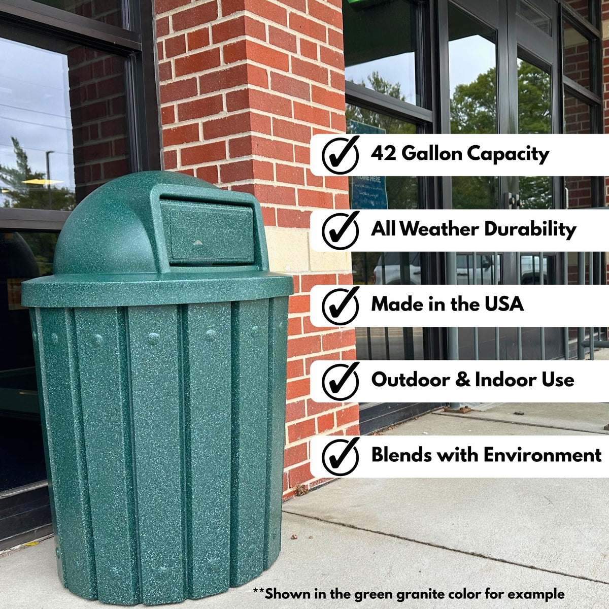 Campus Collection 42 Gallon Commercial Trash Can with Lid