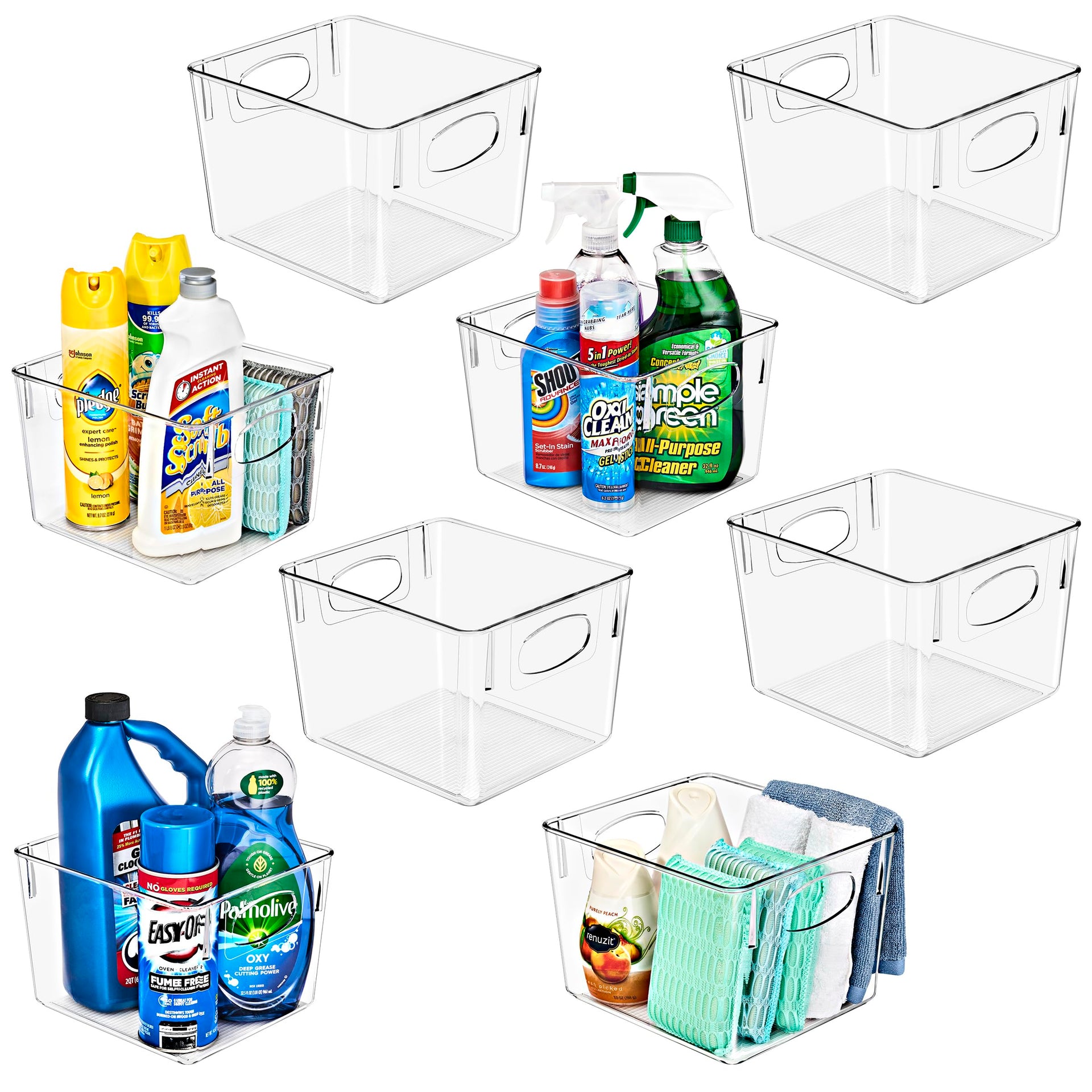 8 Pack Medium Clear Plastic Storage Bins