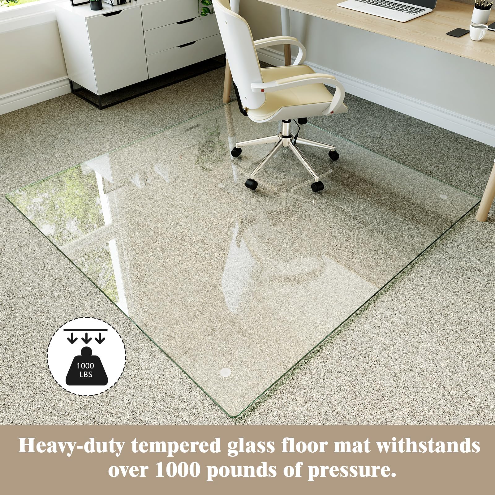 55" x 55" Office Chair Mat for Hardwood Floors & Carpets