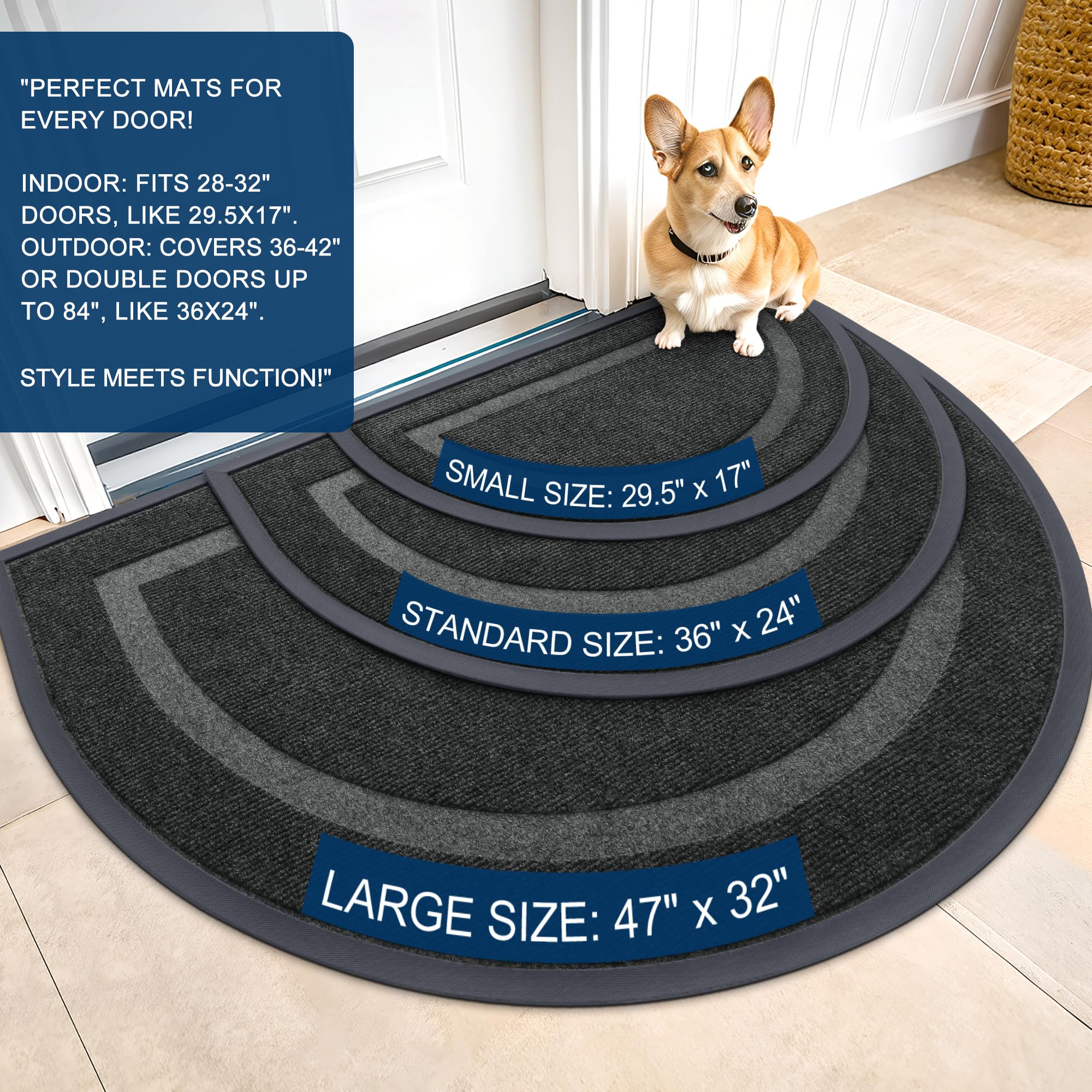Half Circle Front Door Mat Outside 71x47 All (3337 sq inches)