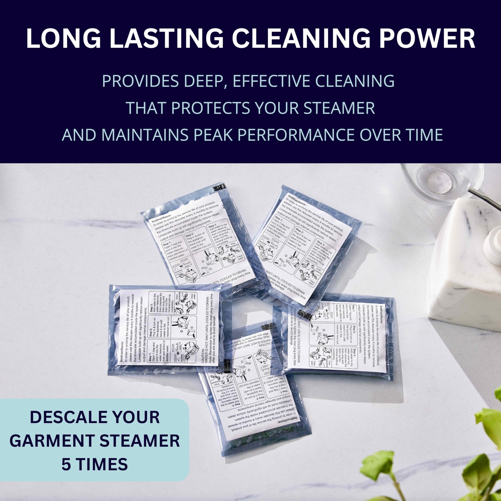 Garment Steamer Descaling Solution Packets for Build (5 Count)