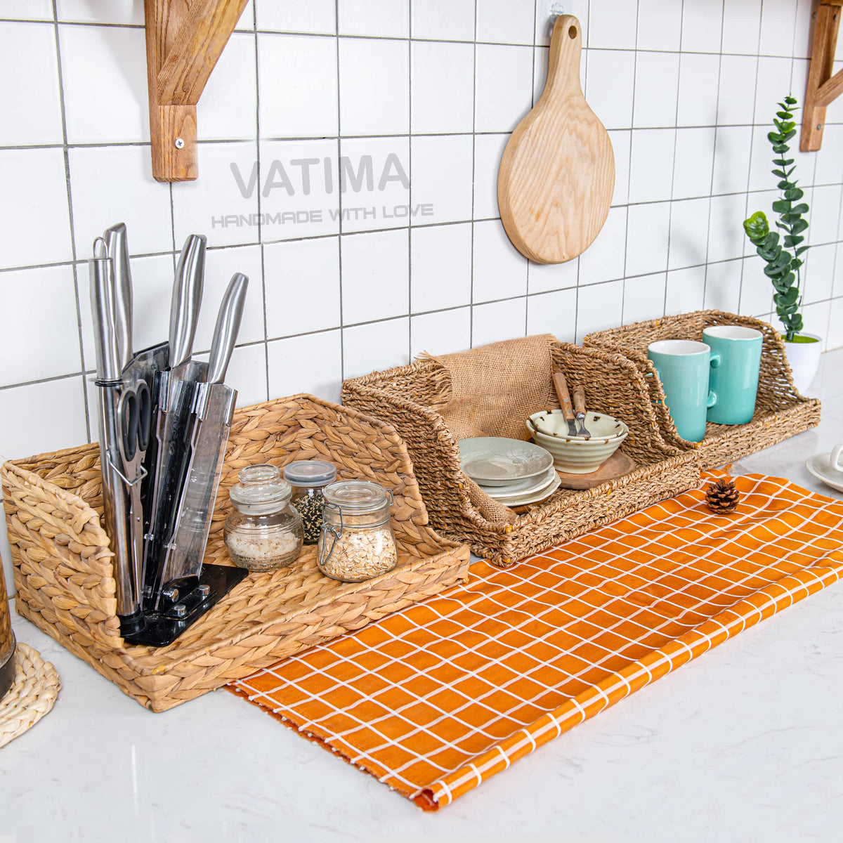Water Hyacinth Storage Baskets with Large Open (2 Count)