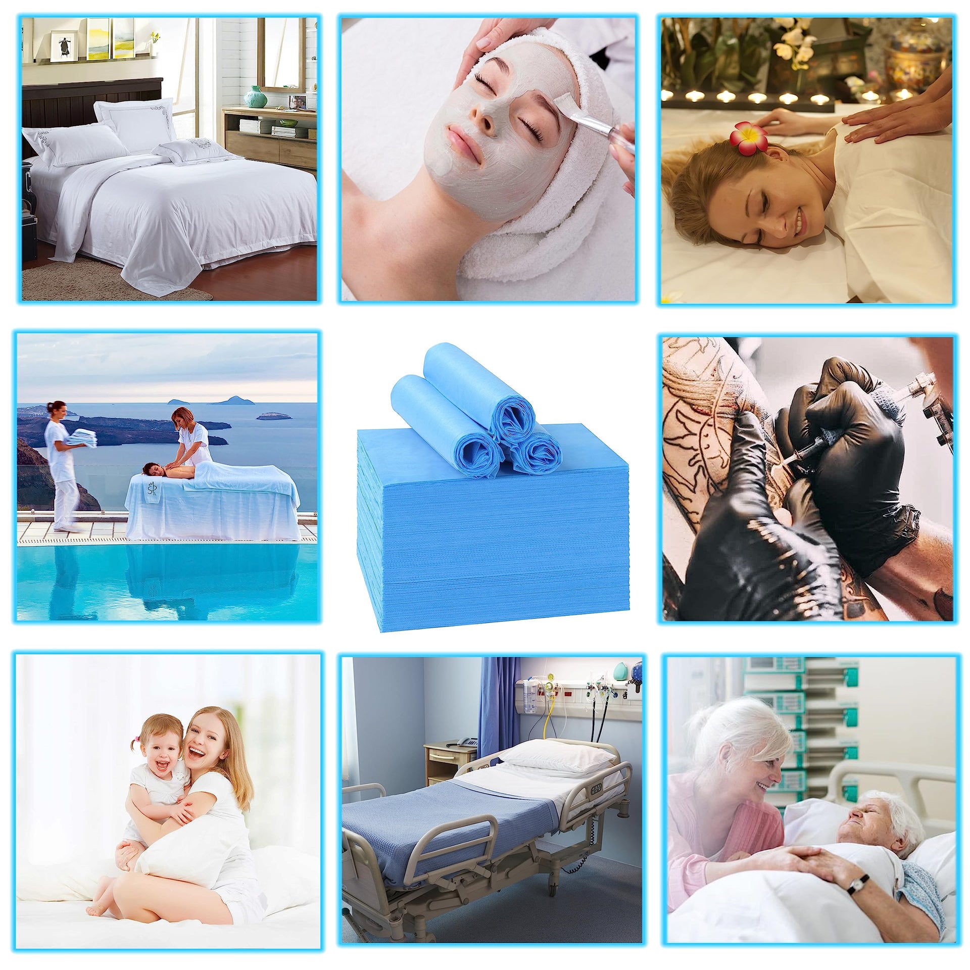 Disposable Bed Sheets for Massage Table 200 Pcs 31" x 71" Waterproof Massage Table Sheets Soft Non Woven Fabric SPA Massage Table Bed Cover Breathable for Beauty Tattoos Waxing Travel (200 Count)