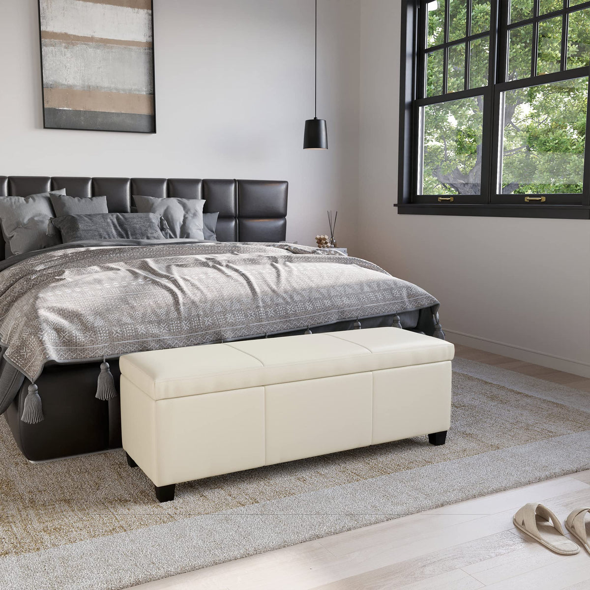 Storage Faux Leather Ottoman