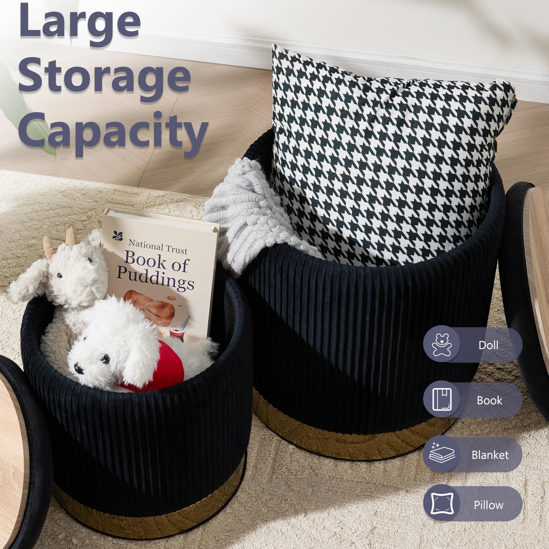 Round Ottoman with Storage Set of 2 (2 Count)