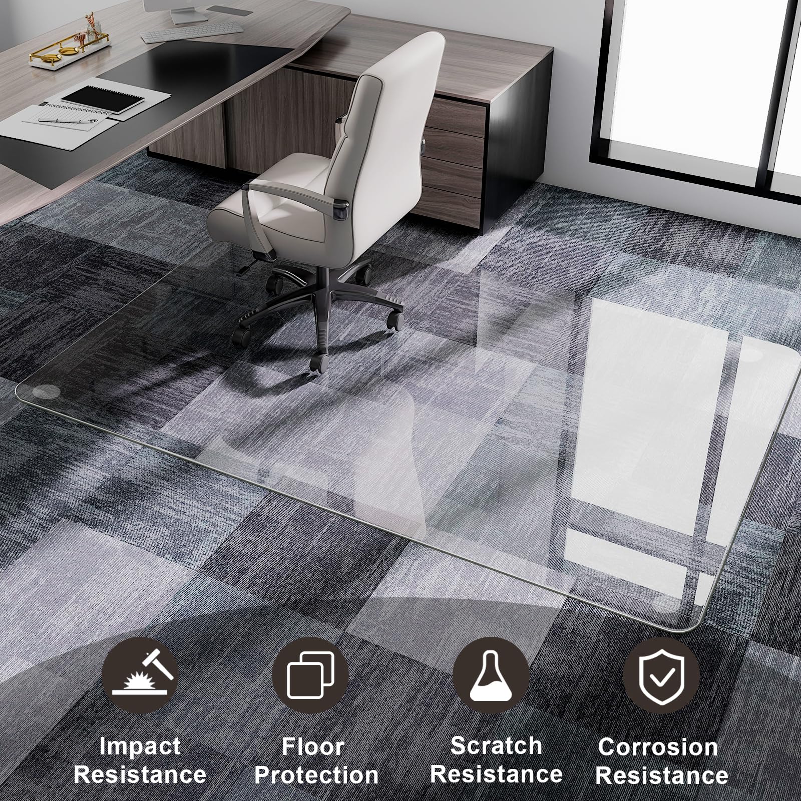 54"x32" Tempered Glass Chair Mat
