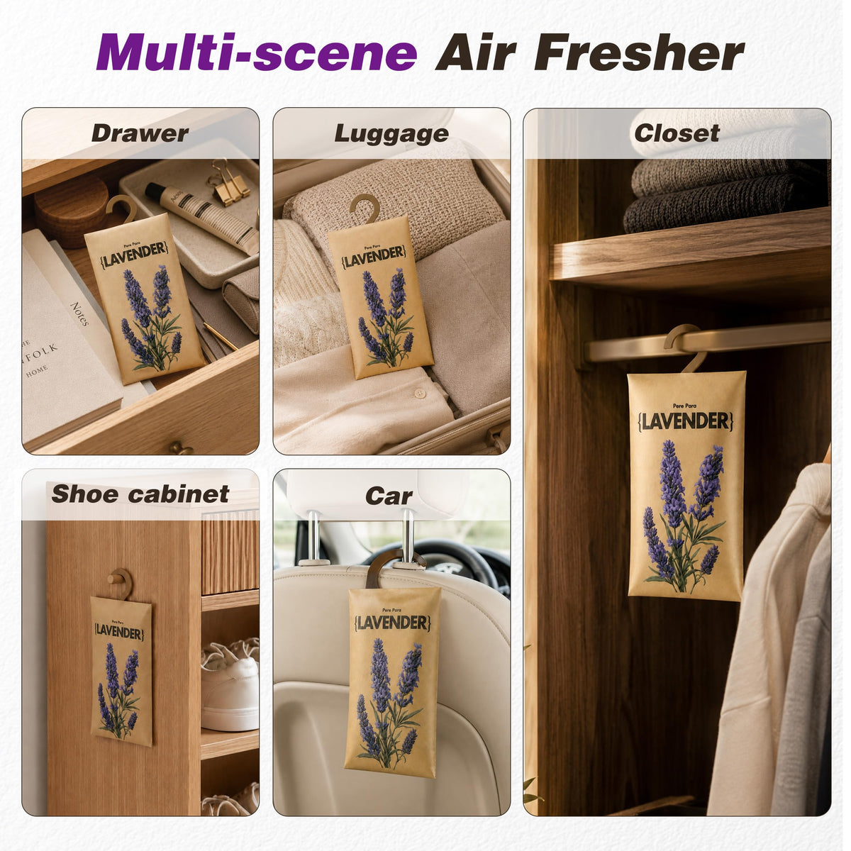 12 Pack Lavender Scented Sachets for Closet and Drawer (12 Count)
