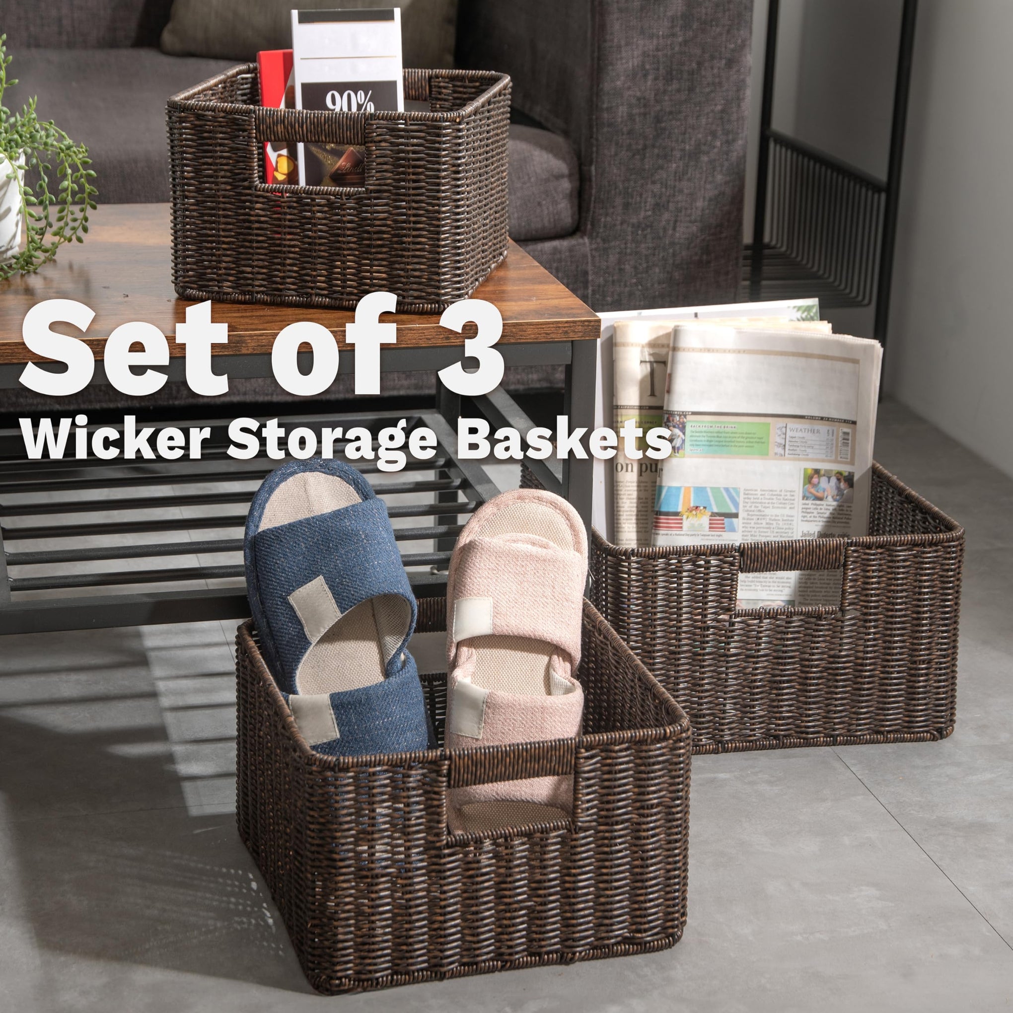 Wicker Storage Basket (3 Count)