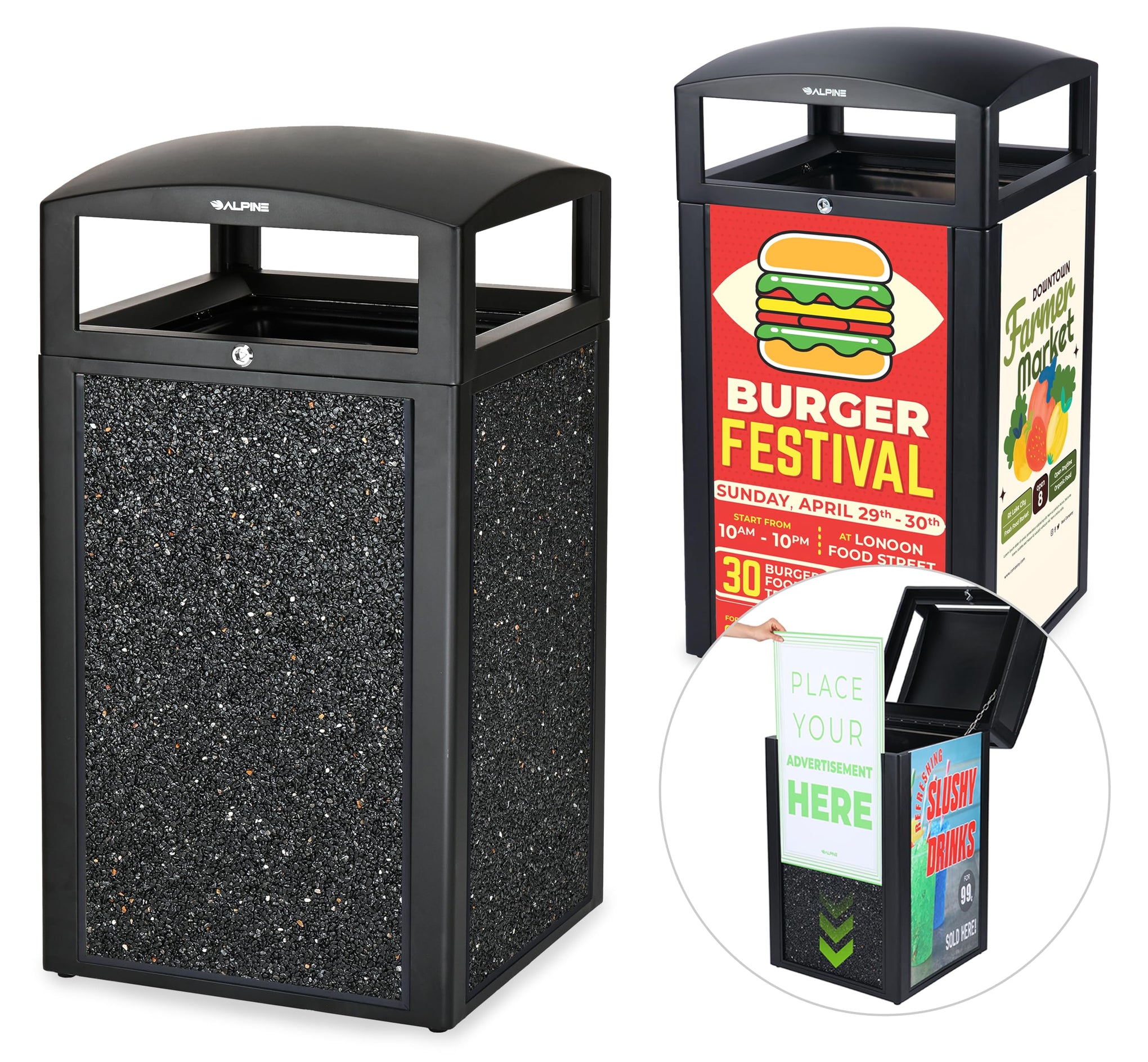 Outdoor Commercial Trash Can with Lid