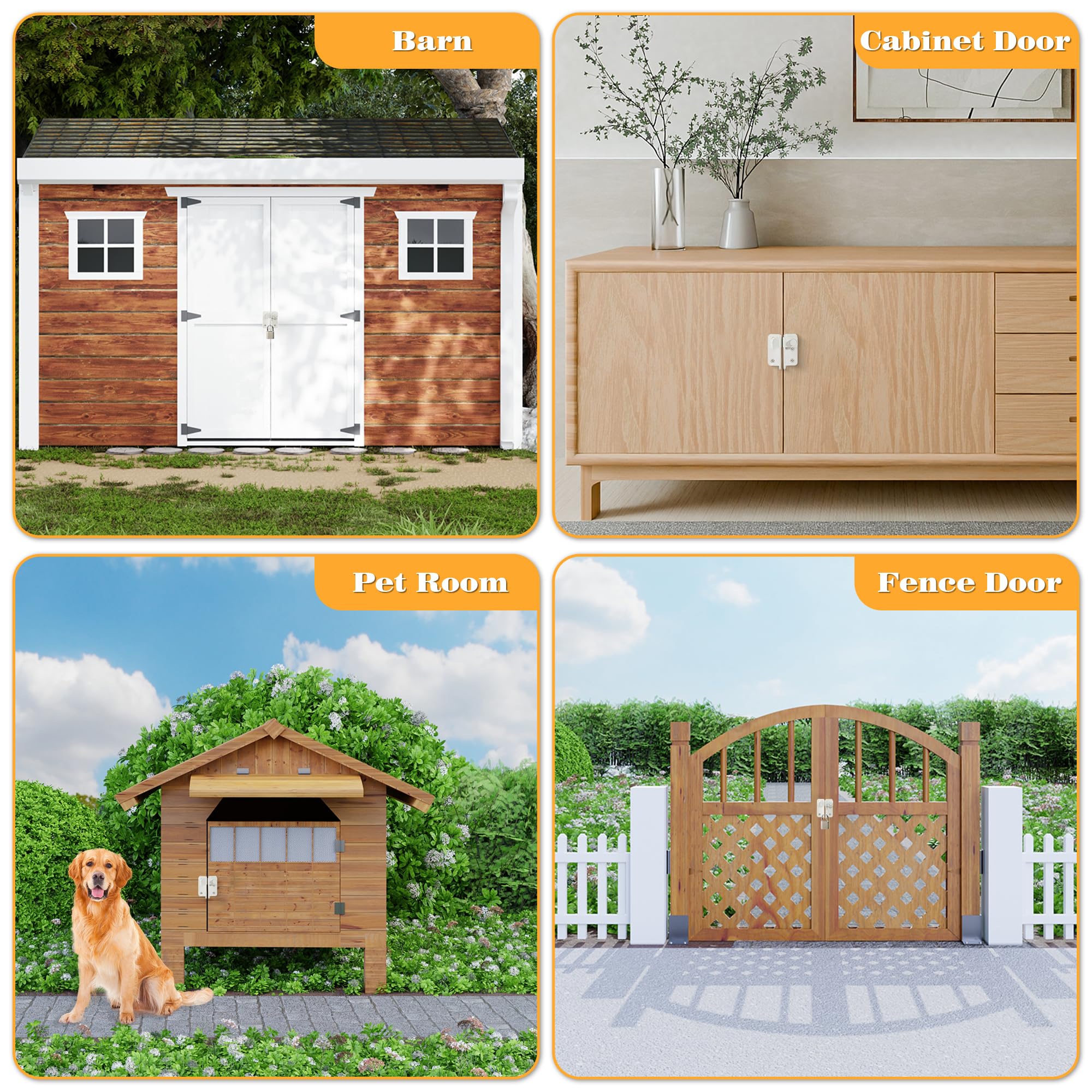 Flip Latch Gate Latches Slide Bolt Latch Safety Door Lock Catch for Barn Cabinet Pet Cage Garden Bathroom Garage Window Sliding Door