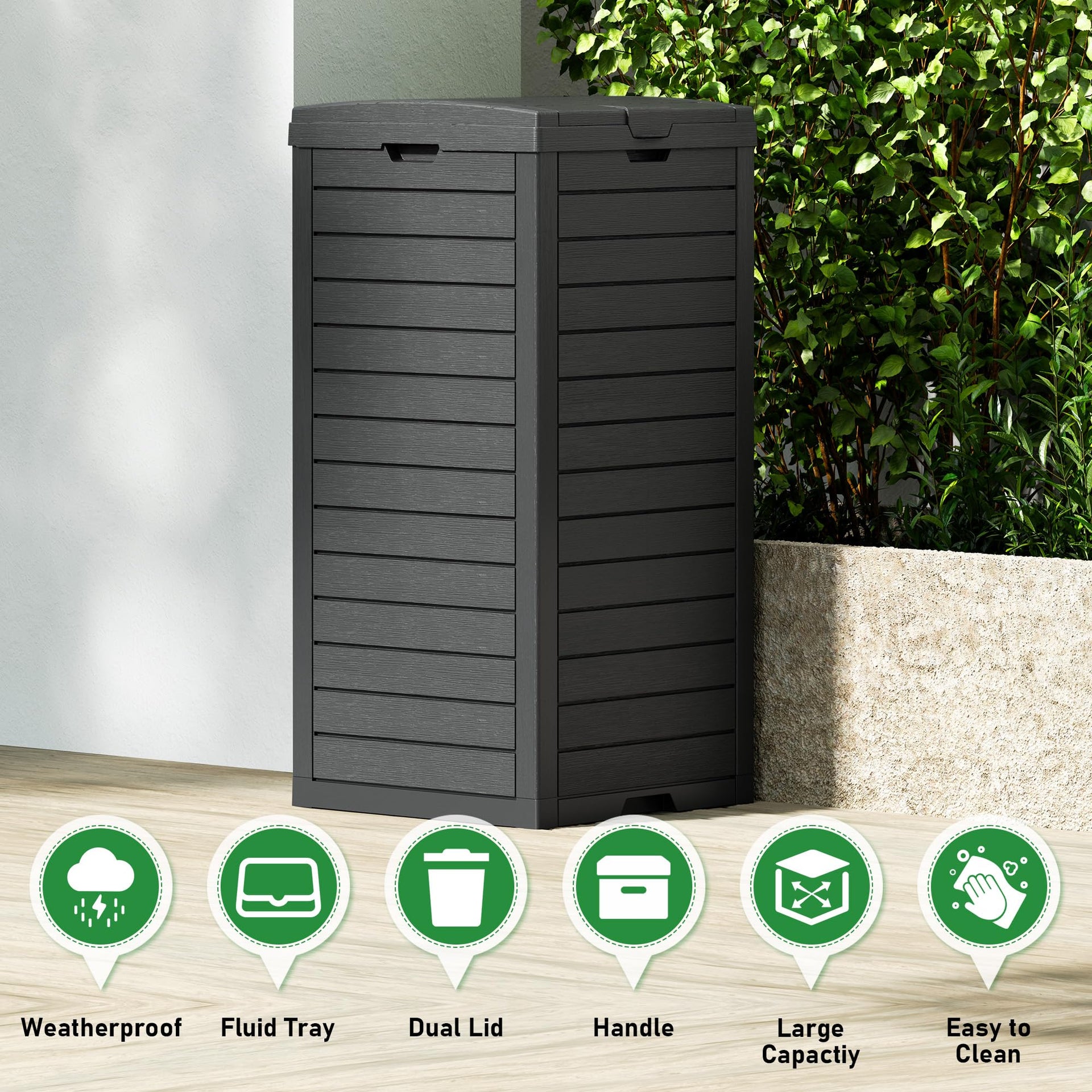 31 Gal Outdoor Trash Can with Lid