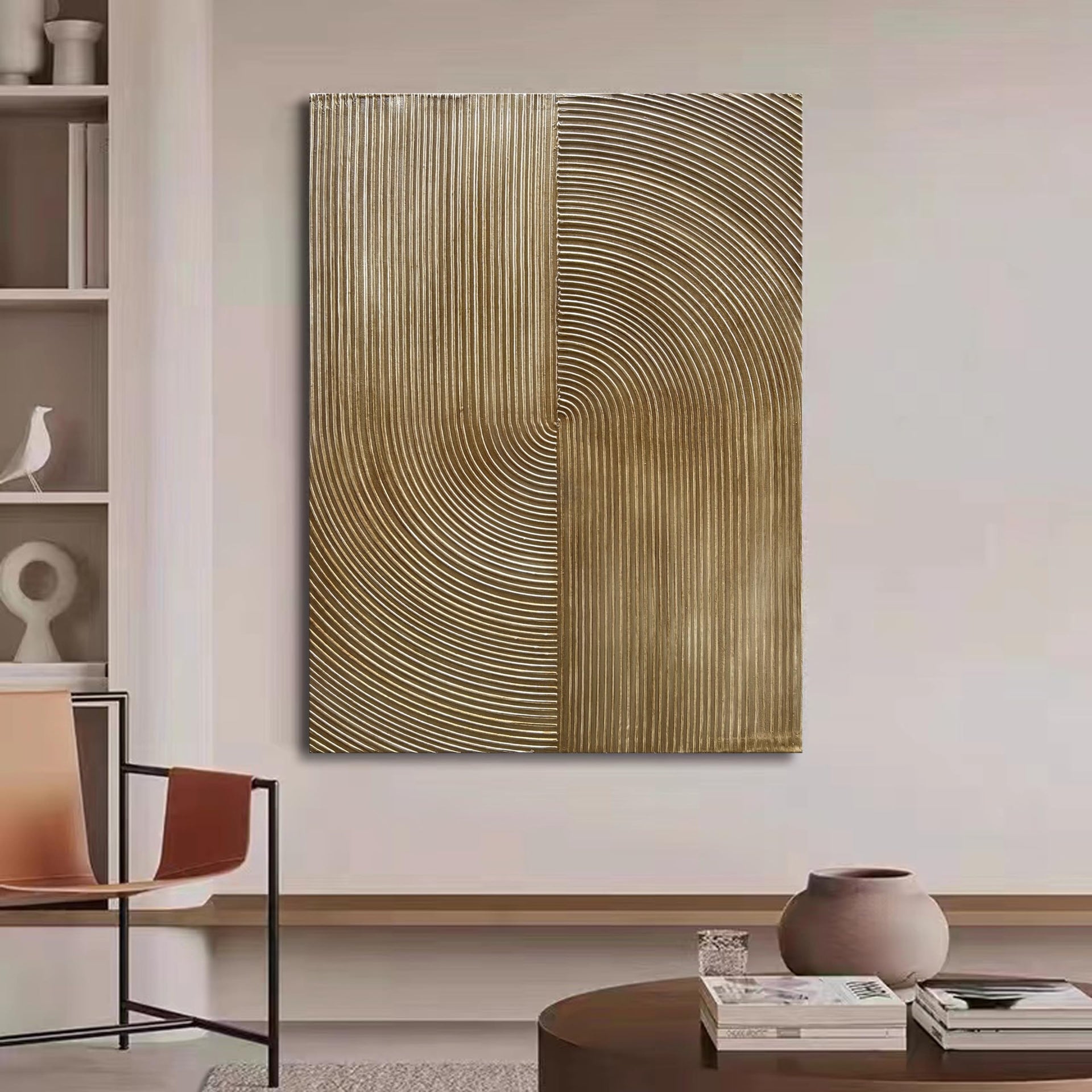 Contemporary Minimalist Gold Texture Art Oil Painting 40x28 Inch Wall Abstract Art Painting Office Home Wall Decoration