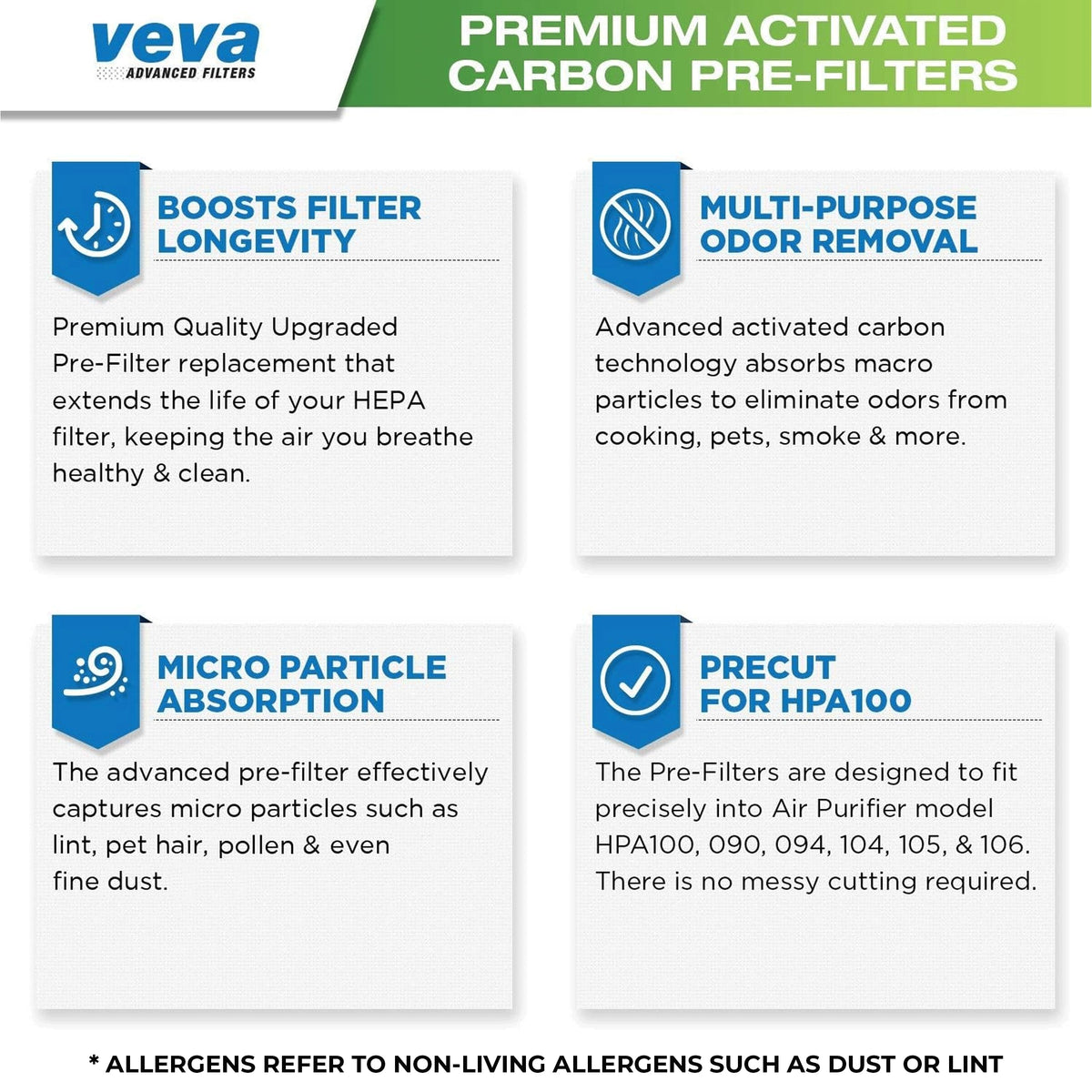 HPA100 Pre Filters Replacement for Honeywell Air Purifier (8 Count)