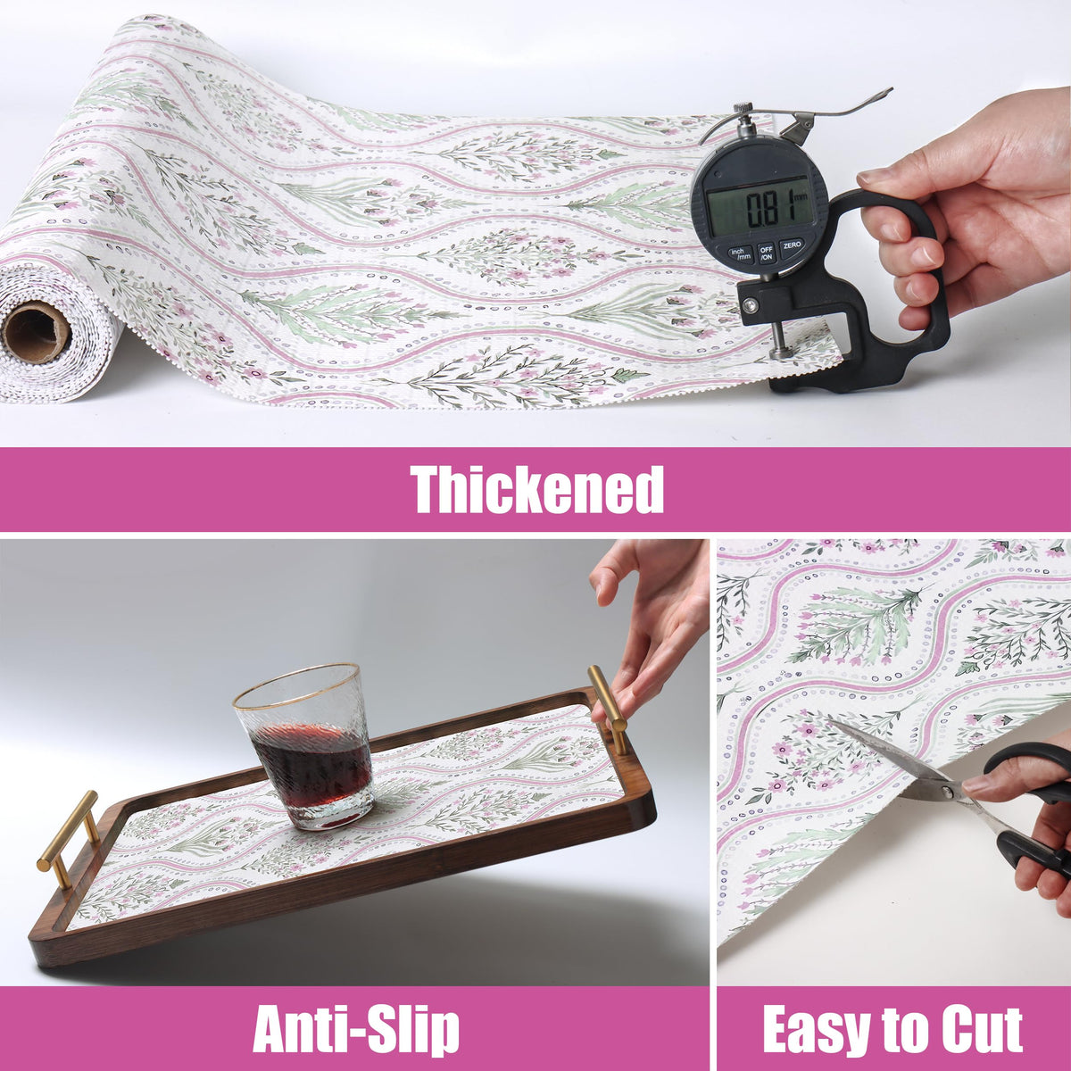 Floral Shelf Liner Non Adhesive Drawer Cabinet Liner 15.7in x 10ft