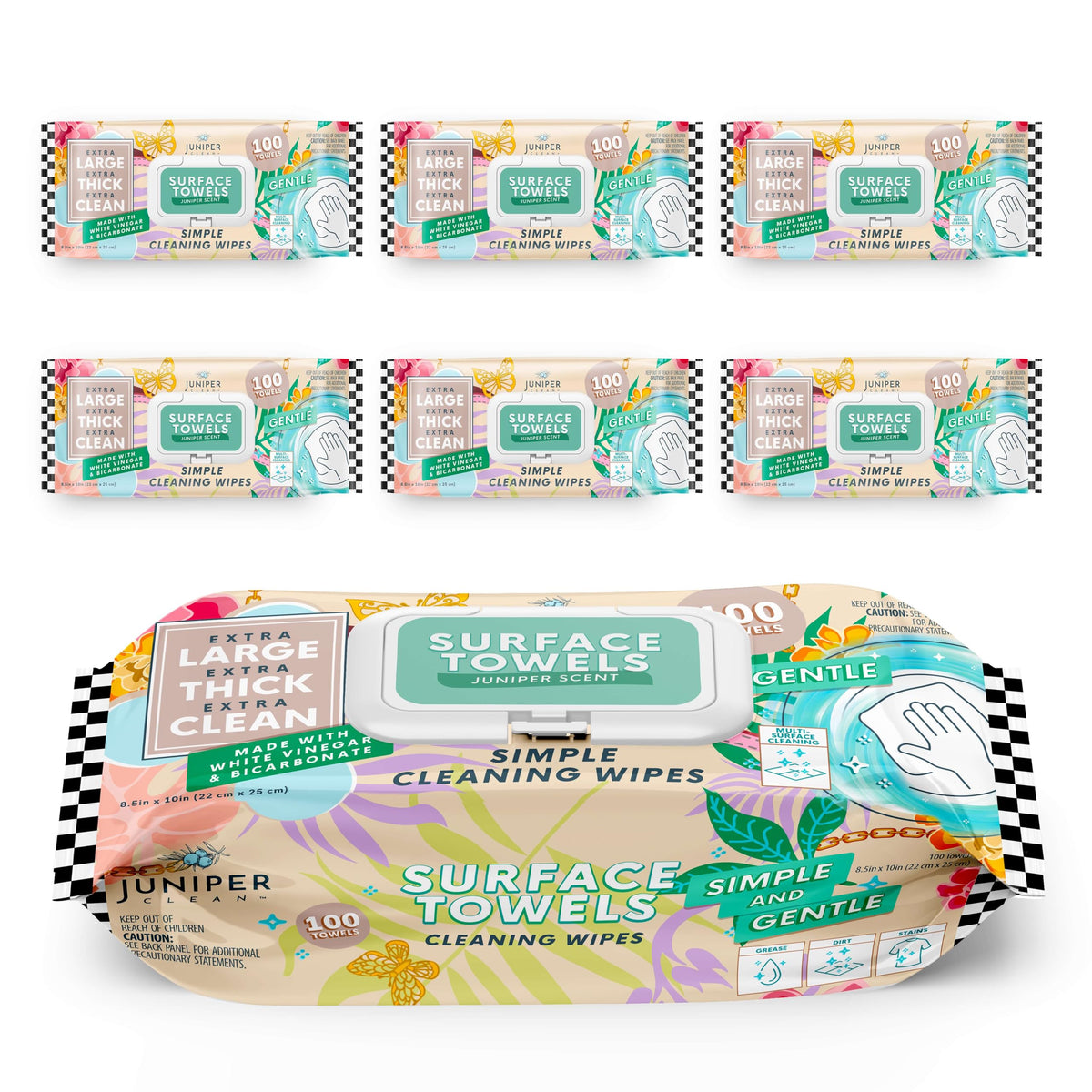 6 Packs Surface Cleaning Wipes Bleach Free (600 Count)
