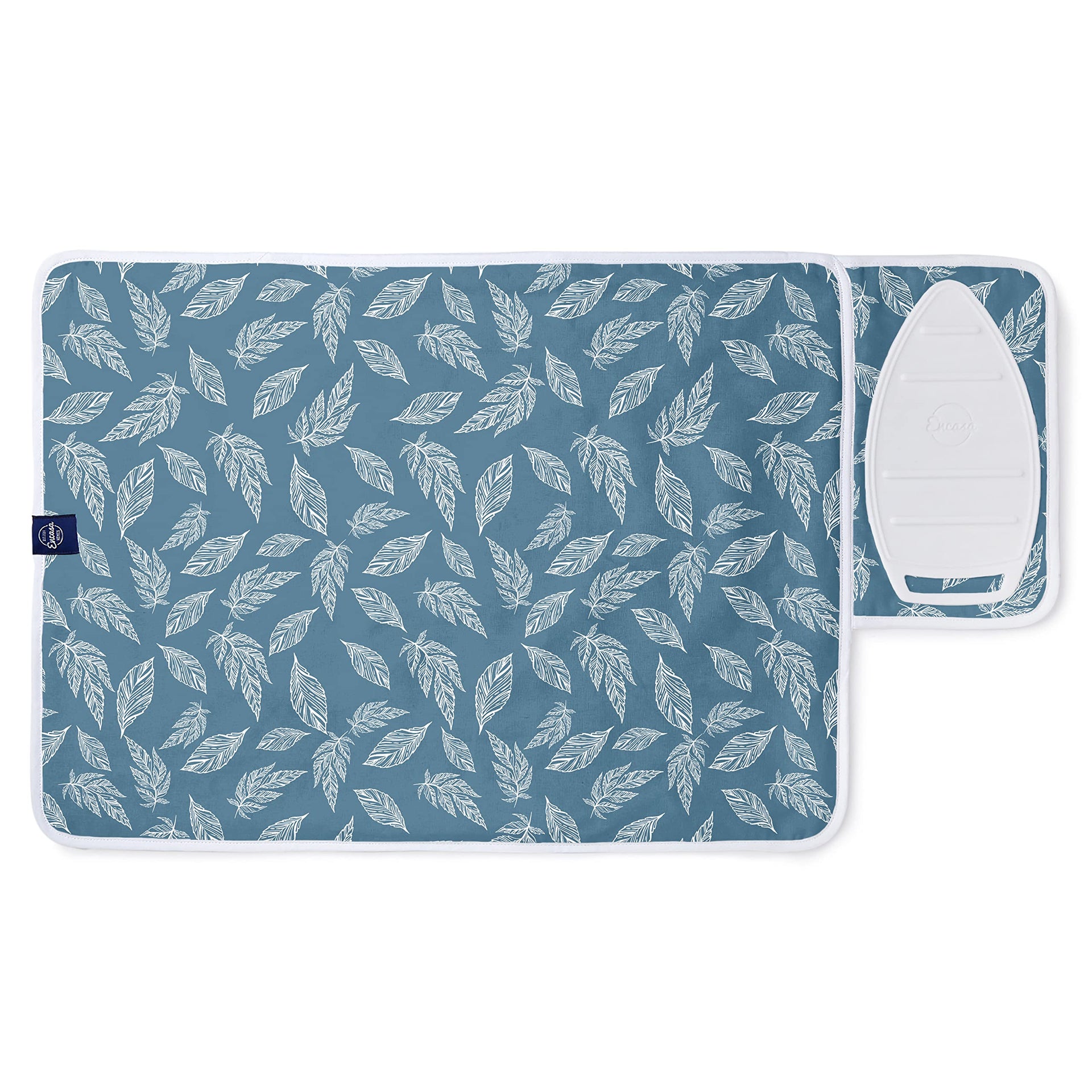 Ironing Mat Heat Resistant Pad 28"x20" Big Leaves Blue