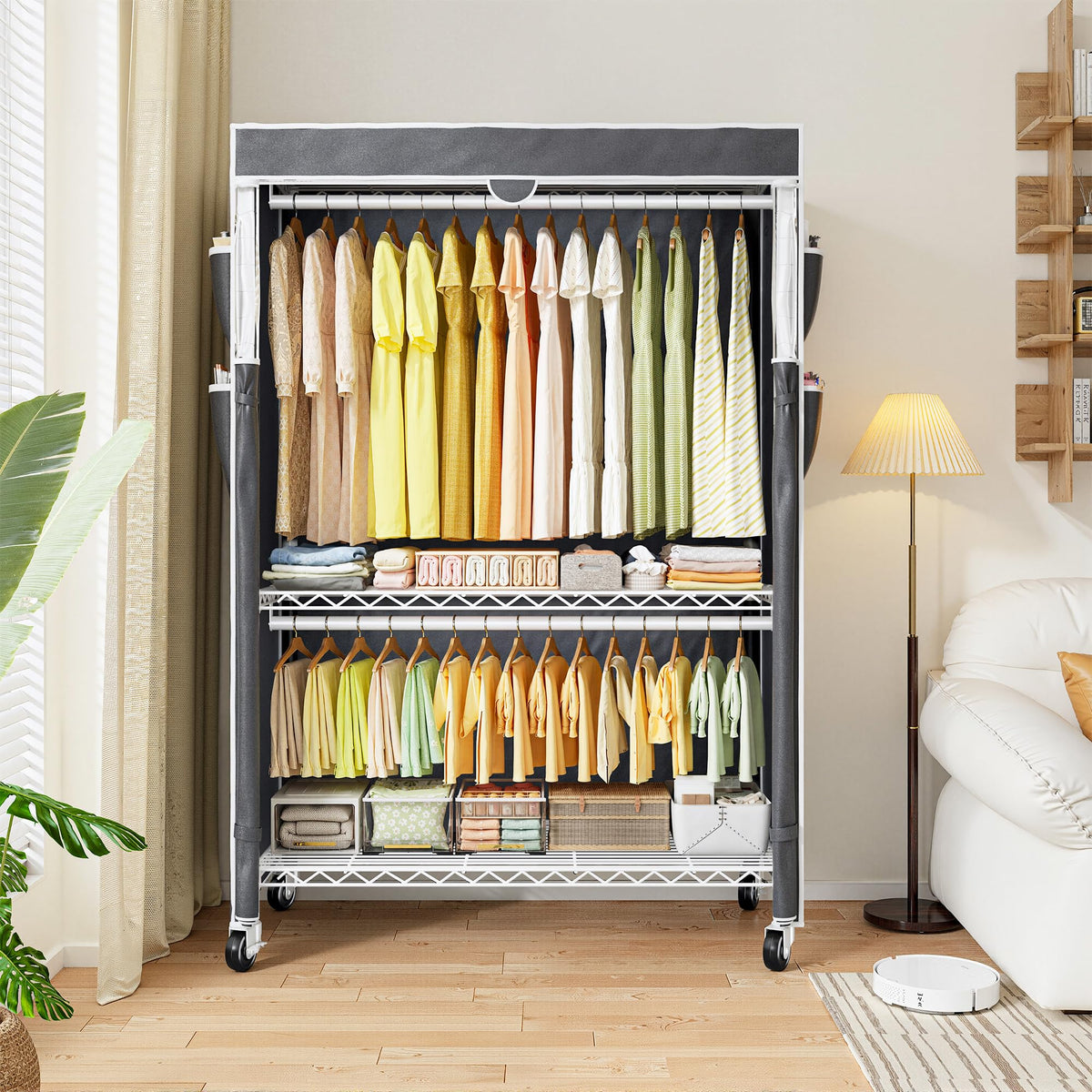 Rolling Clothes Rack with Cover