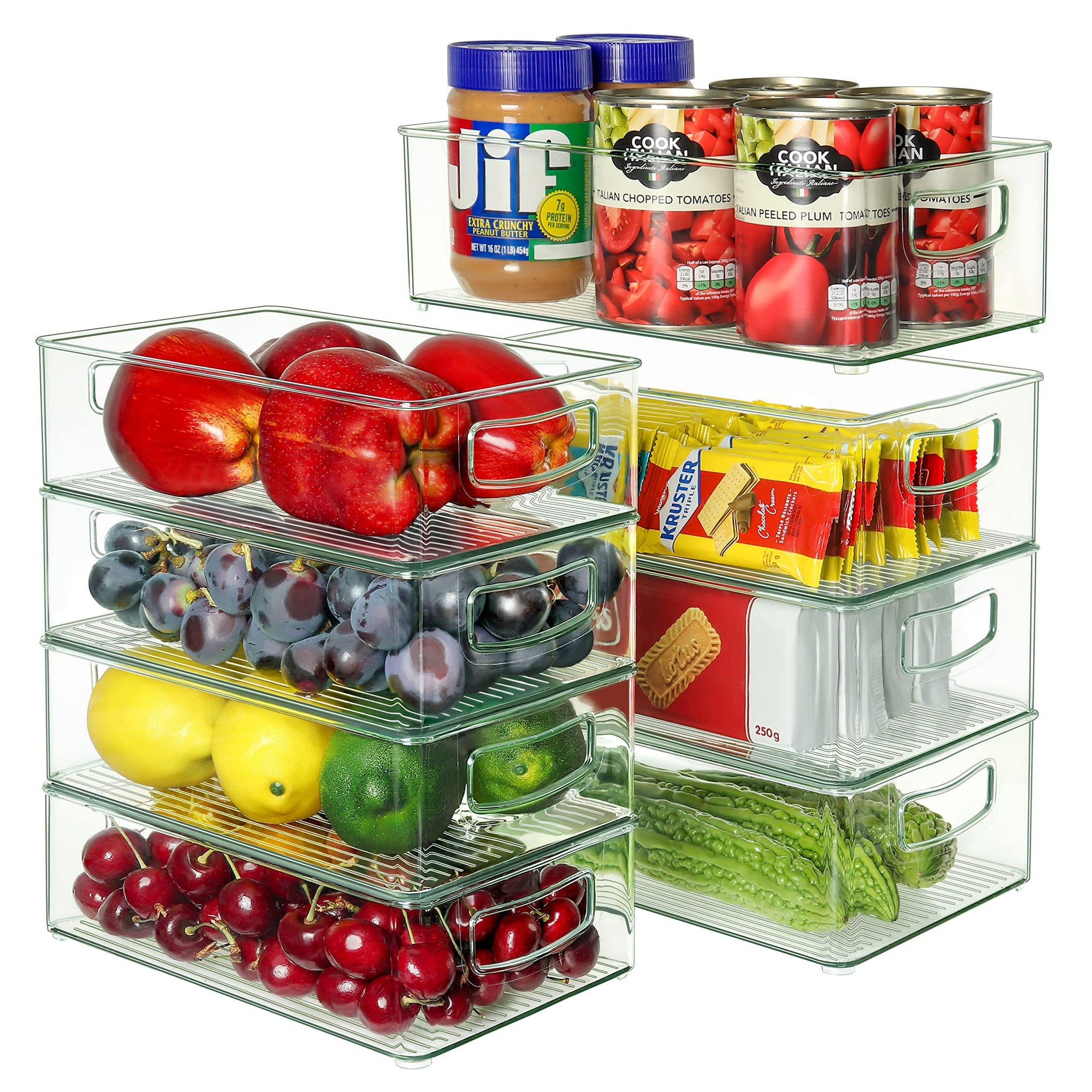 Set of 8 Clear Fridge Organizer Bins (8 Count)
