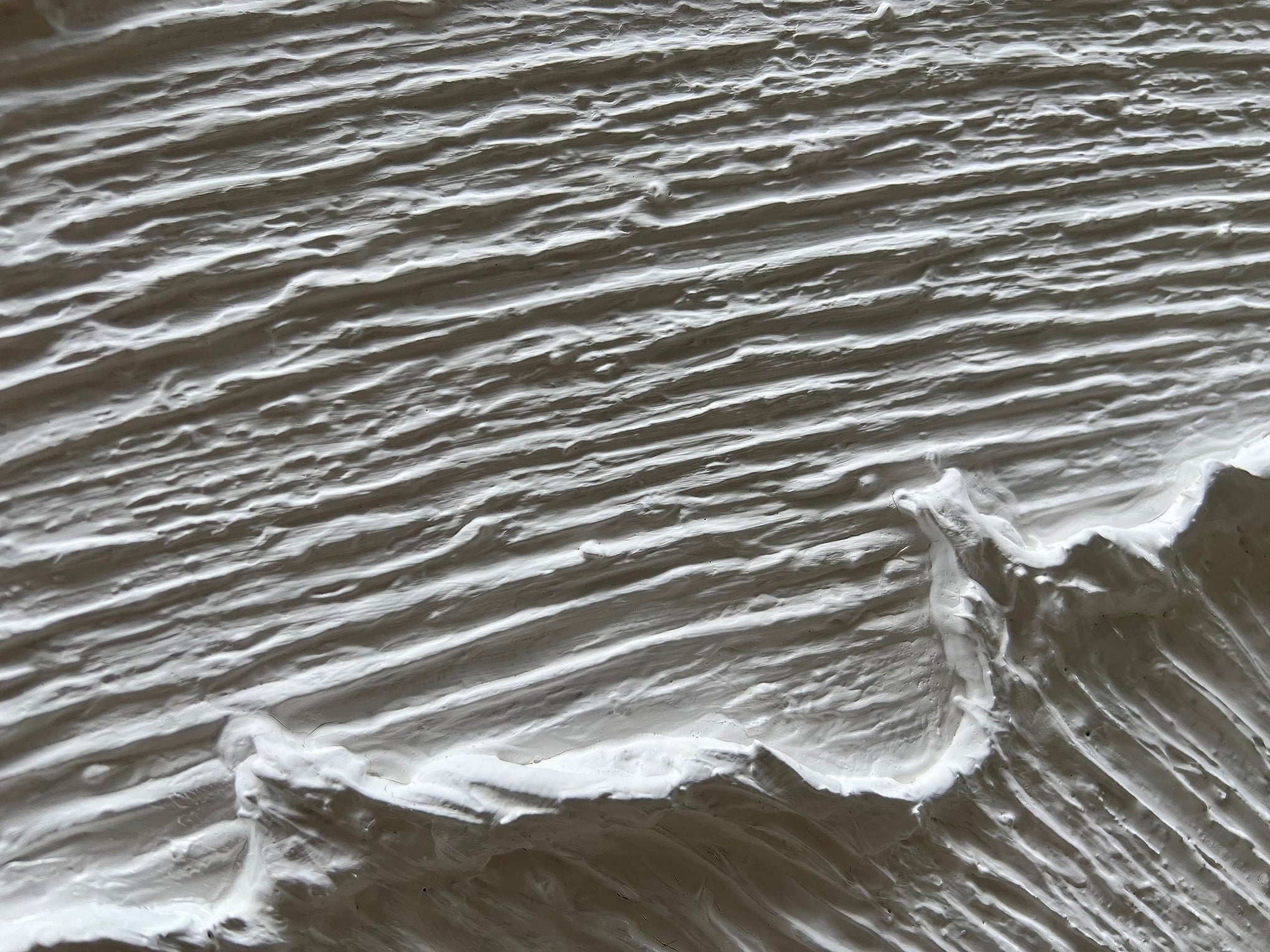 Art A thickly Textured White Abstract Oil Painting Depicting a Beach Wave Landscape. Artwork Suitable for Decorating The Interior Wall as a Decorative Piece 24x48 inches