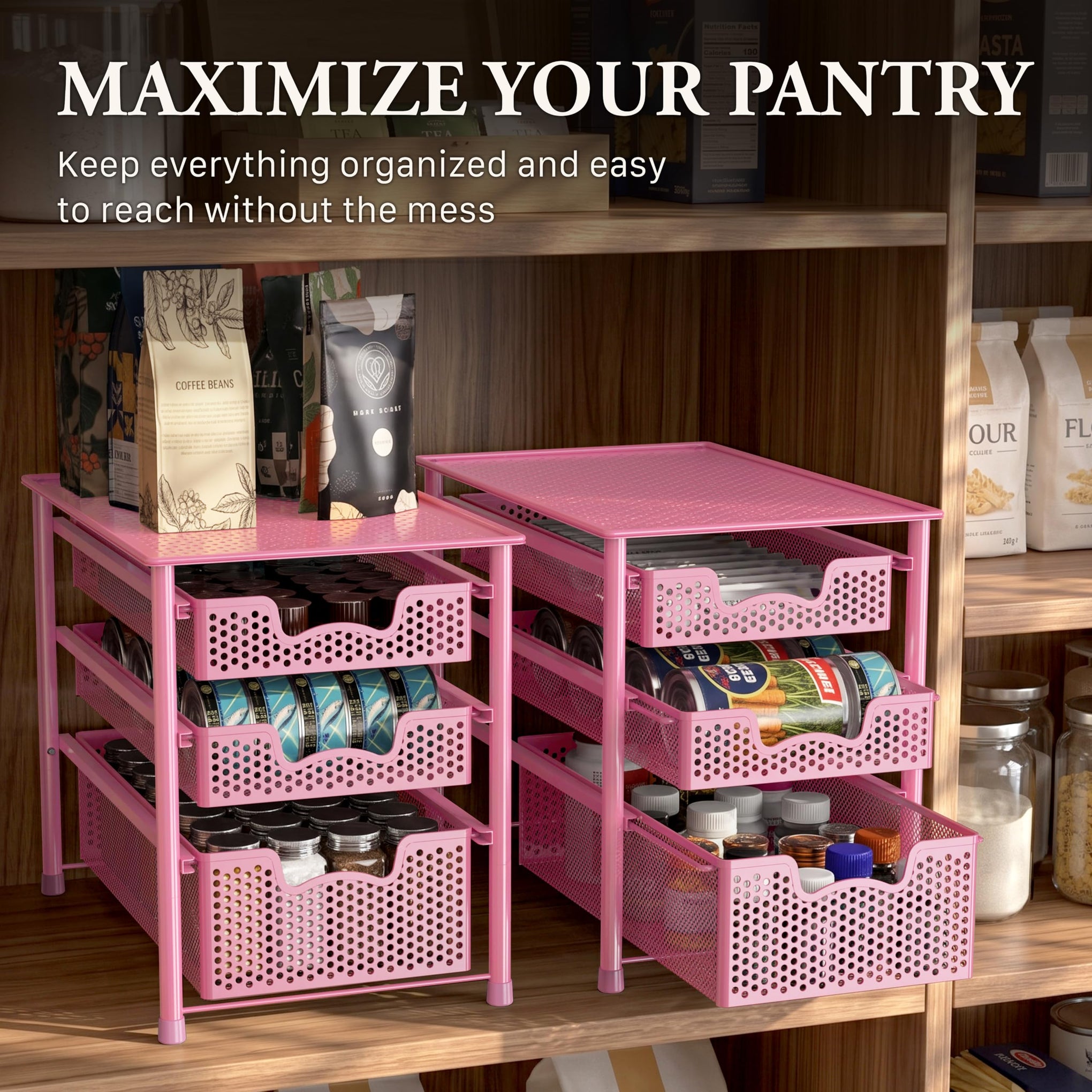 Stackable 3 Tier Sliding Basket Organizer Drawer