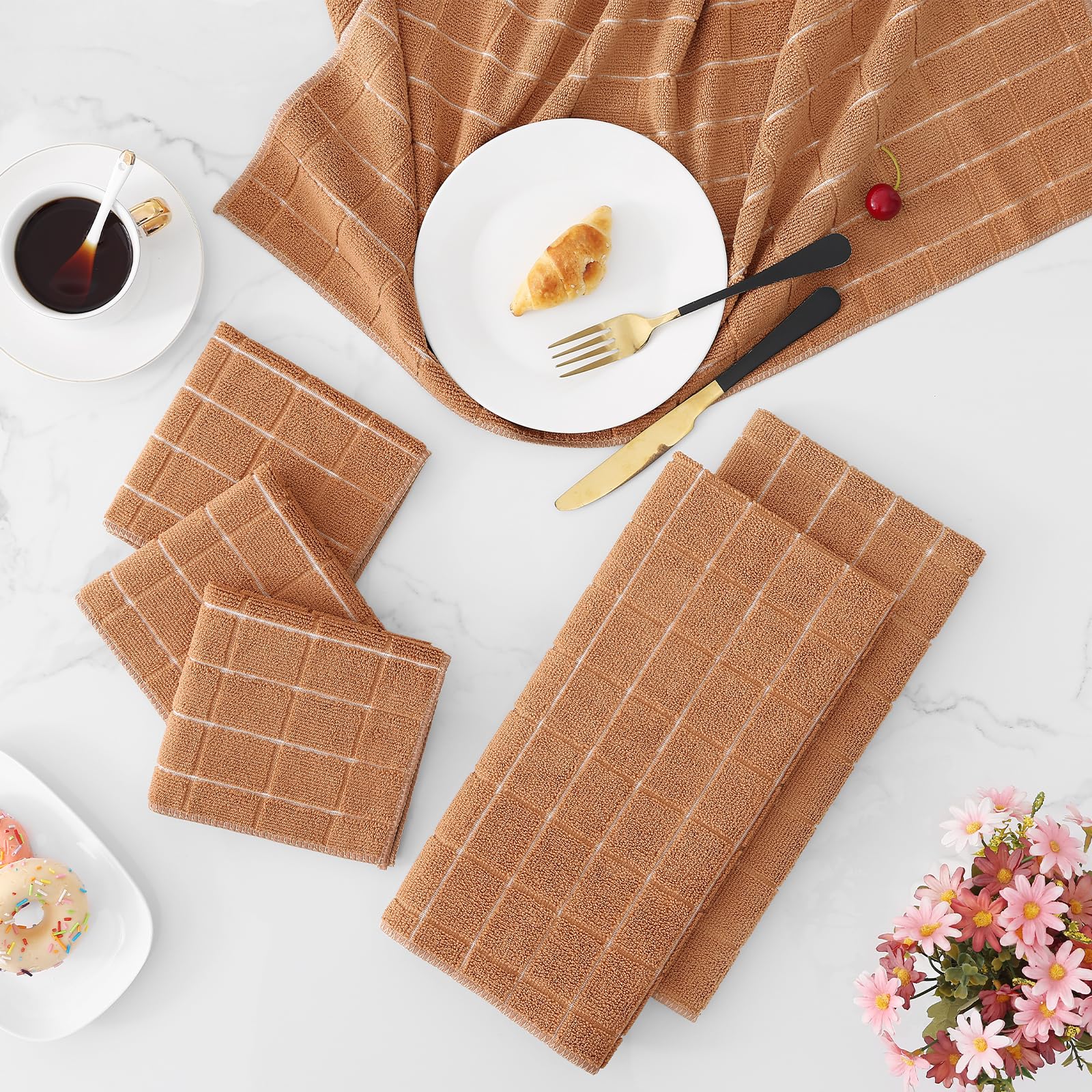 Microfiber Kitchen Towels and Dishcloths Sets (12 Count)