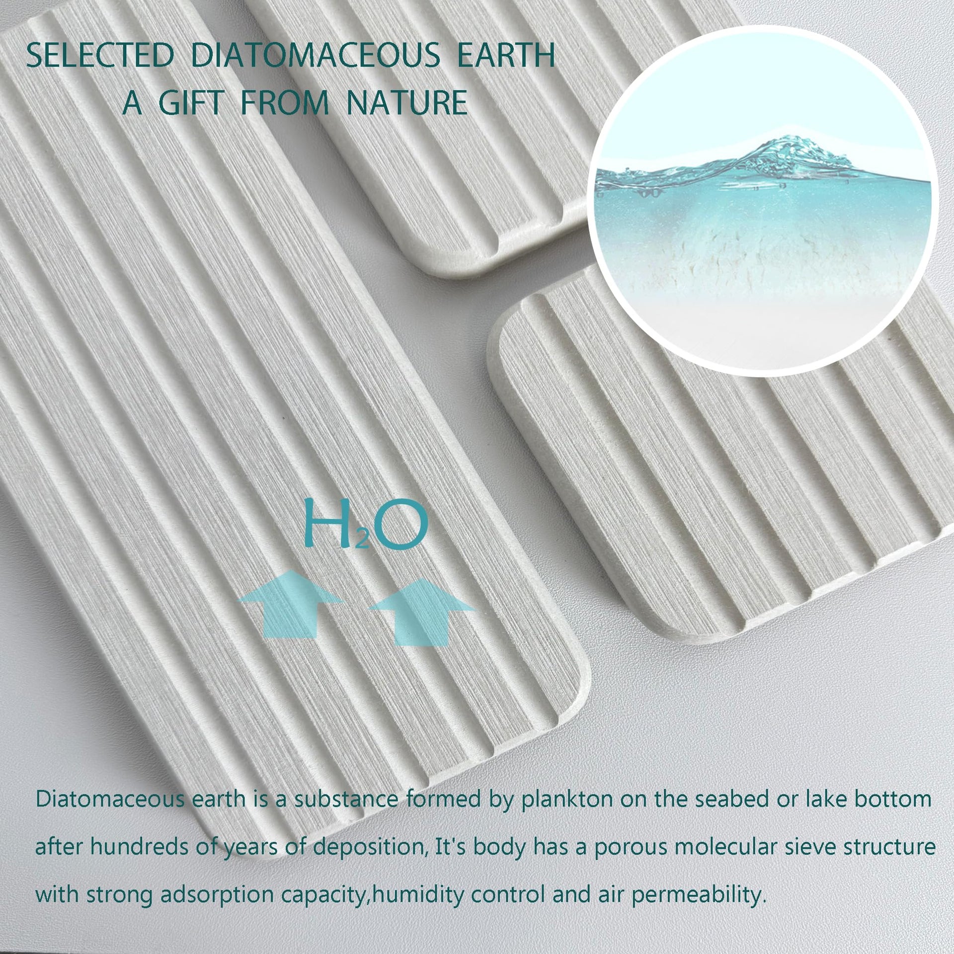 Set of 4 Water Absorbing Stone Trays for Kitchen Sink (4 Count)